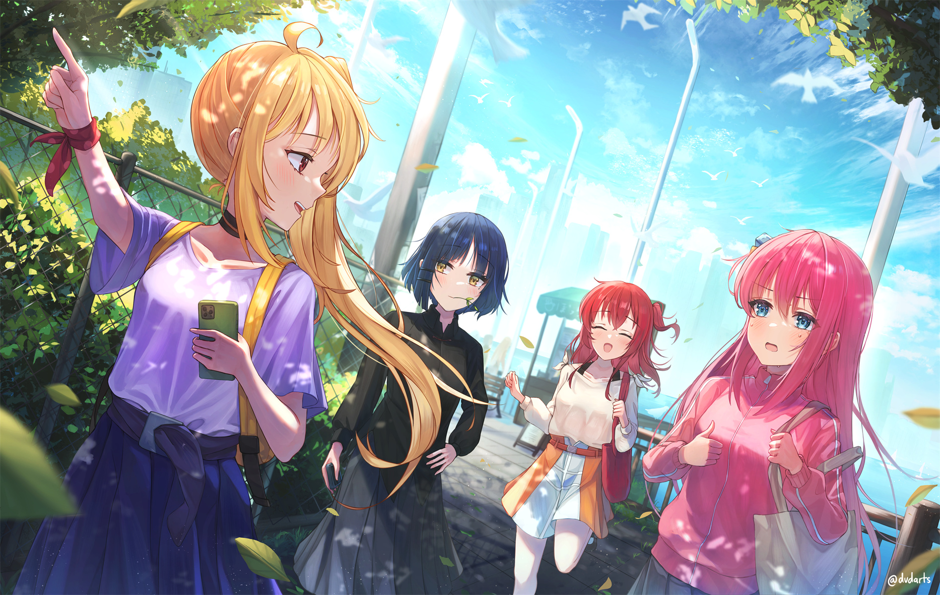 Anime Anime Girls BOCCHi THE ROCK Group Of Women Women Outdoors Women Quartet Gotou Hitori Kita Ikuy 1894x1200