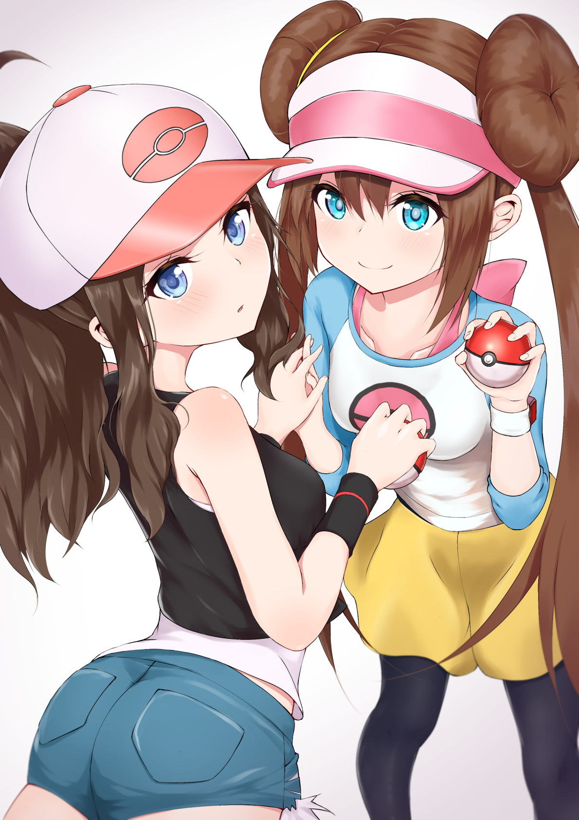 Anime Anime Girls Pokemon Rosa Pokemon Hilda Pokemon Long Hair Twintails Ponytail Brunette Two Women 1190x1684