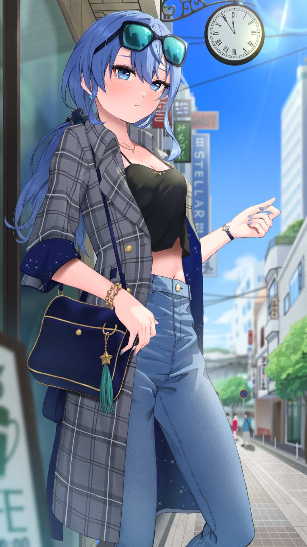 Anime Anime Girls Digital Art Artwork 2D Pixiv Bare Midriff Looking At Viewer Portrait Display Purse 1080x1920