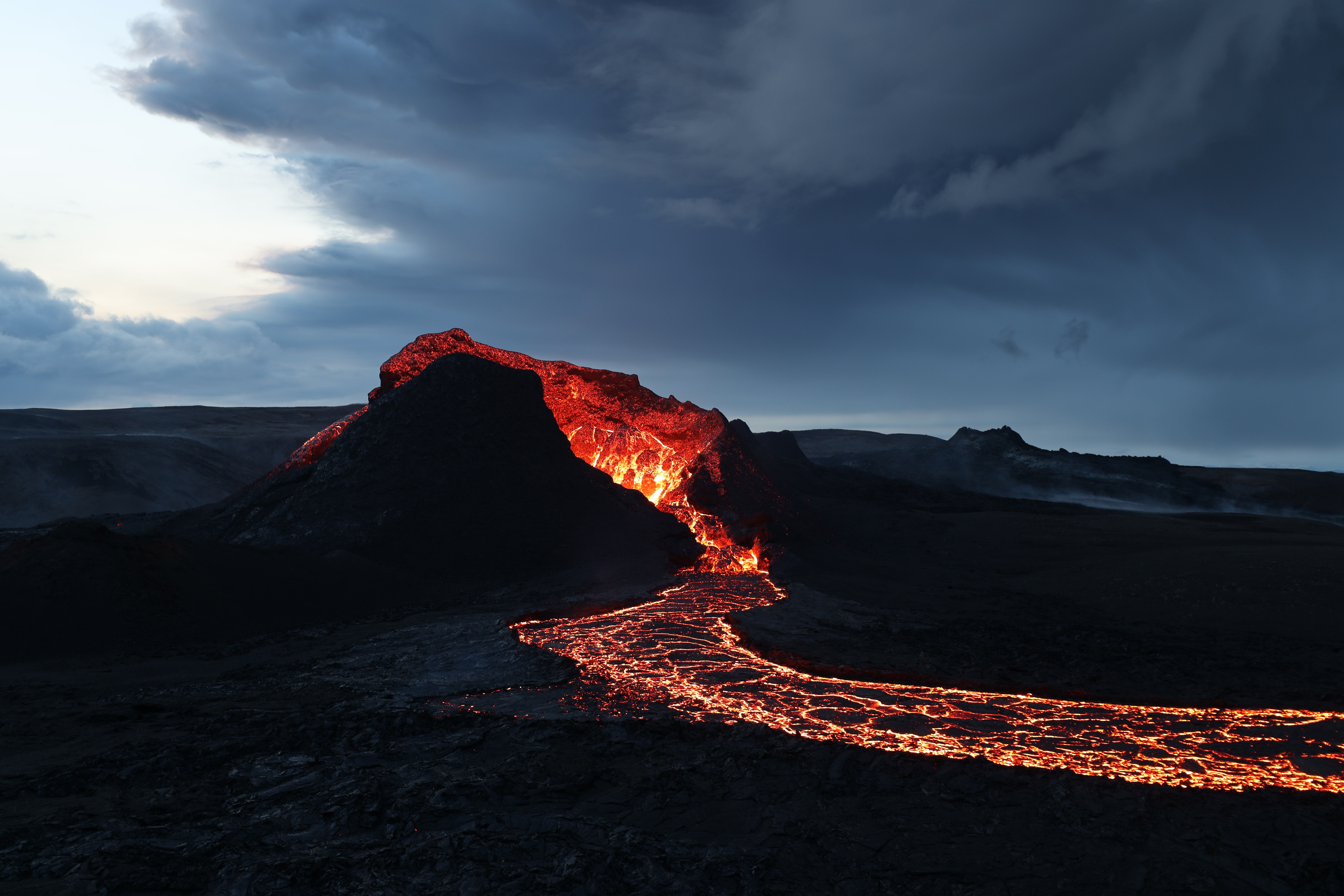 Nature Landscape Volcano Lava Evening Clouds Toby Elliott Iceland Sky 6720x4480