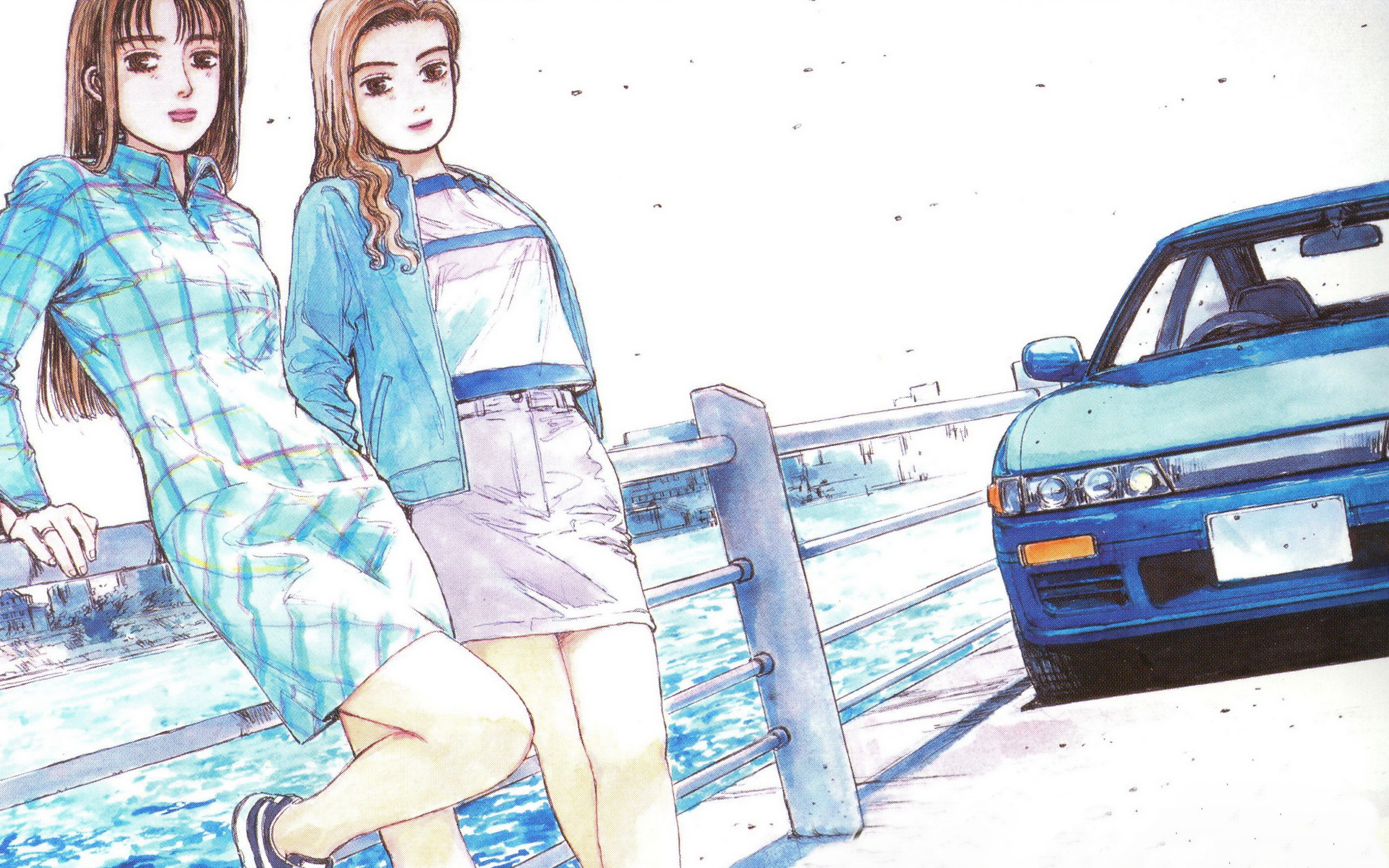 Initial D Nissan Silvia Car Anime Girls Two Women 2560x1600