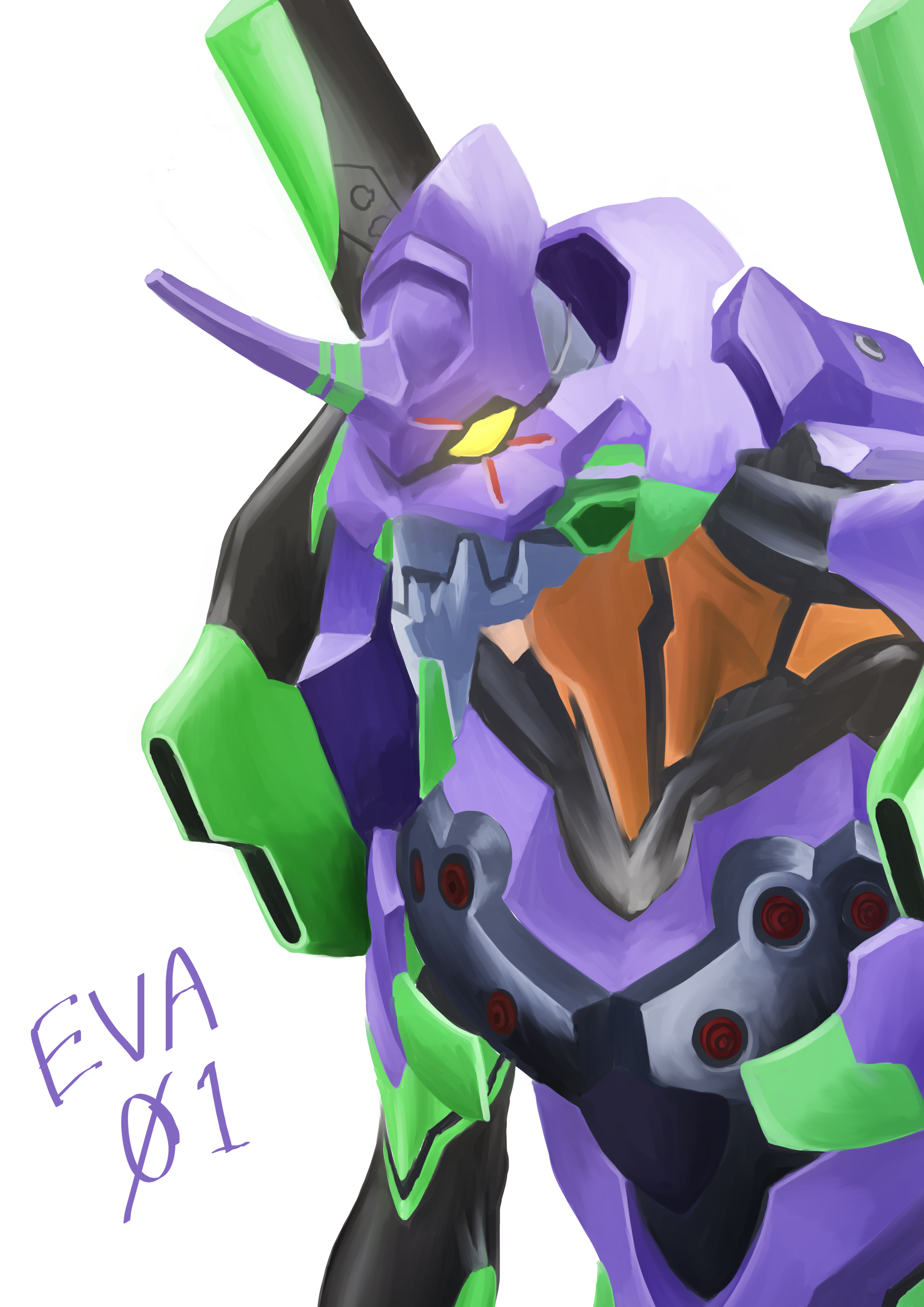 EVA Unit 01 Neon Genesis Evangelion Anime Mechs Super Robot Taisen Artwork Digital Art Fan Art 2100x2970