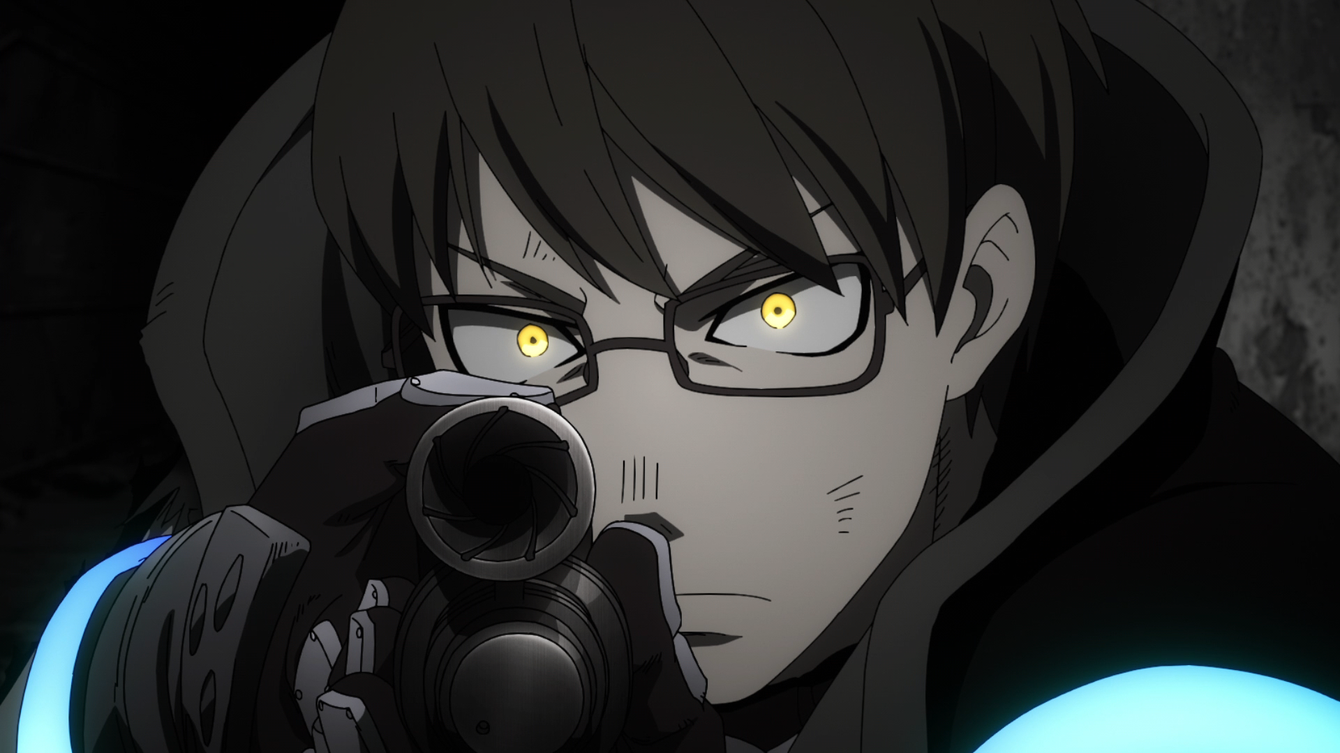 Enen No Shouboutai Takehisa Hinawa Anime Anime Boys Glasses Gun Looking At Viewer Anime Screenshot 1920x1080