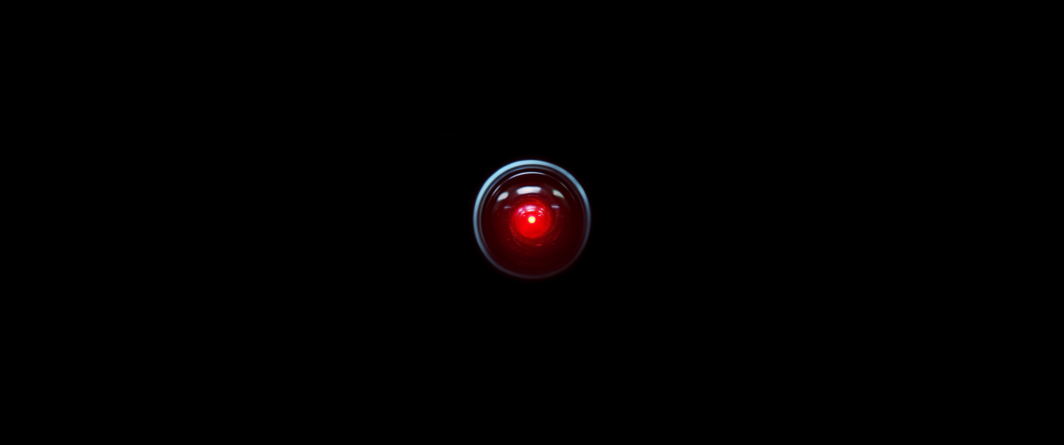 Computer Technology Black Background HAL 9000 Minimalism Simple Background 2001 A Space Odyssey 3440x1440