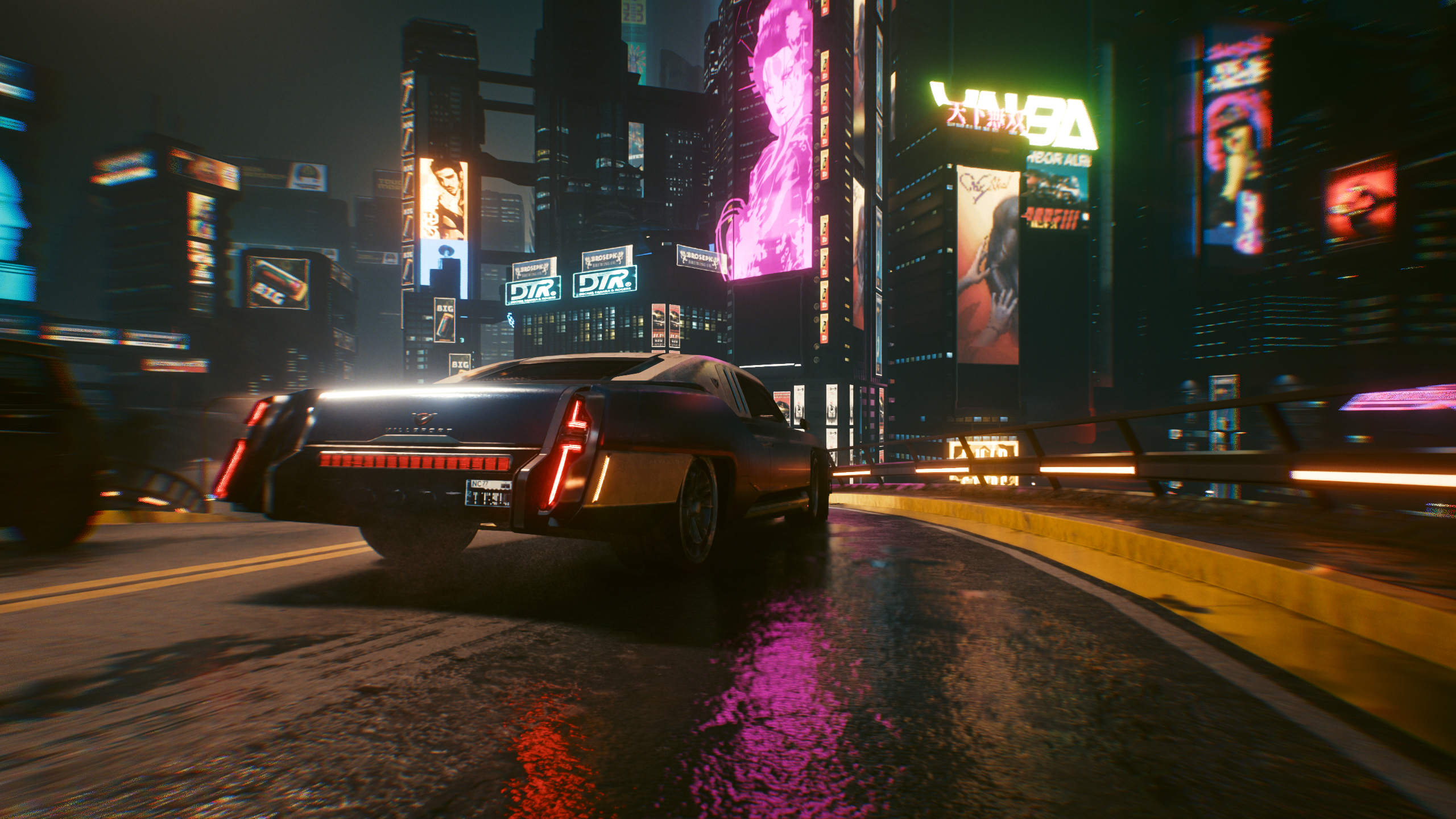 Cyberpunk Cyberpunk 2077 City Lights Video Game Art Car Sports Car Neon Drive Driver 2560x1440