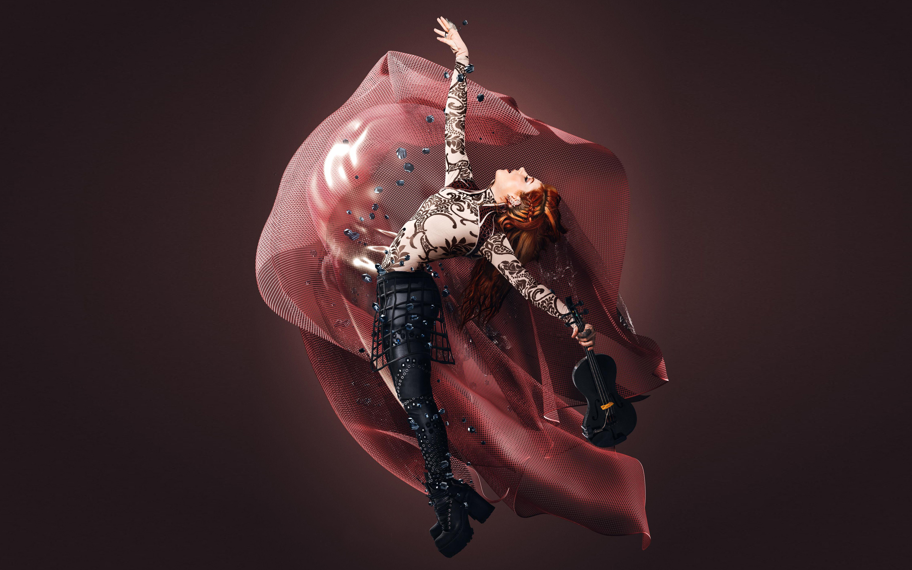 Lindsey Stirling Violin Women Musician Celebrity Simple Background Side View 3747x2342