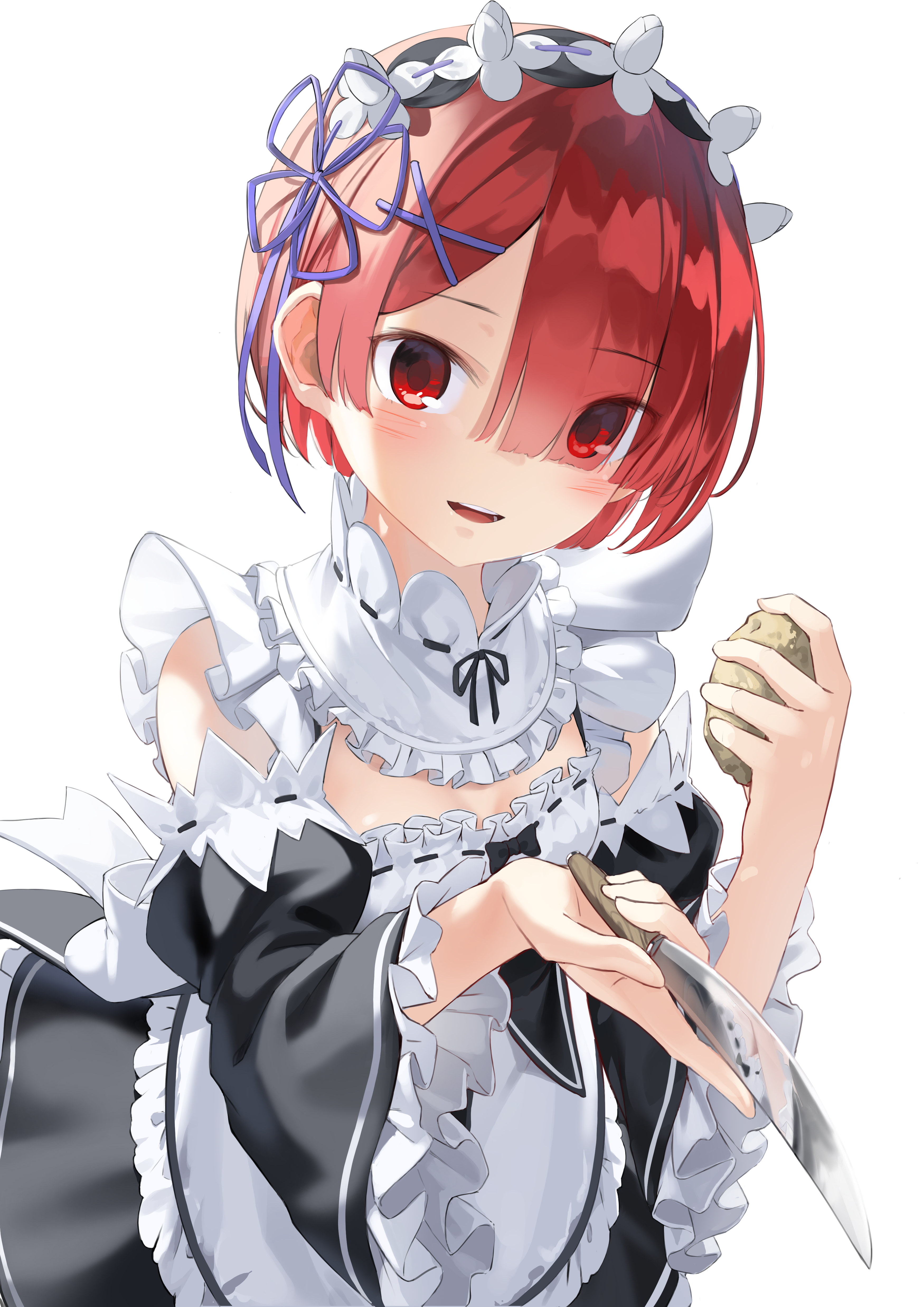 Anime Anime Girls Re Zero Kara Hajimeru Isekai Seikatsu Ram Re Zero Short Hair Pink Hair Maid Maid O 3500x4950