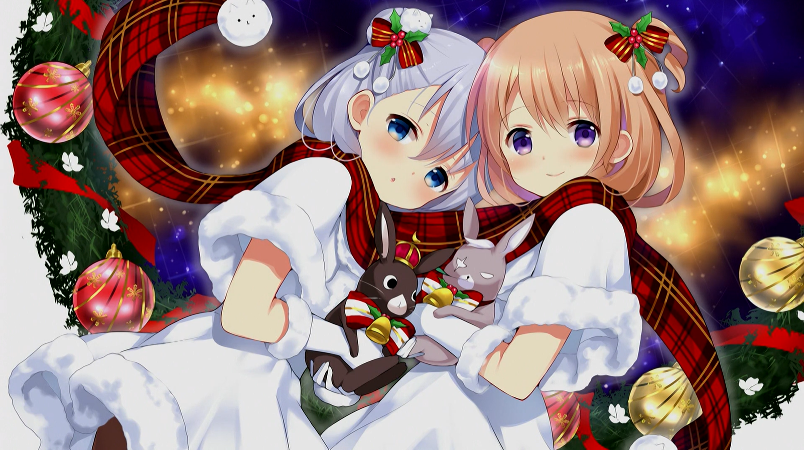 Anime Anime Girls Gochuumon Wa Usagi Desu Ka Scarf Christmas Christmas Ornaments Christmas Clothes G 1602x898
