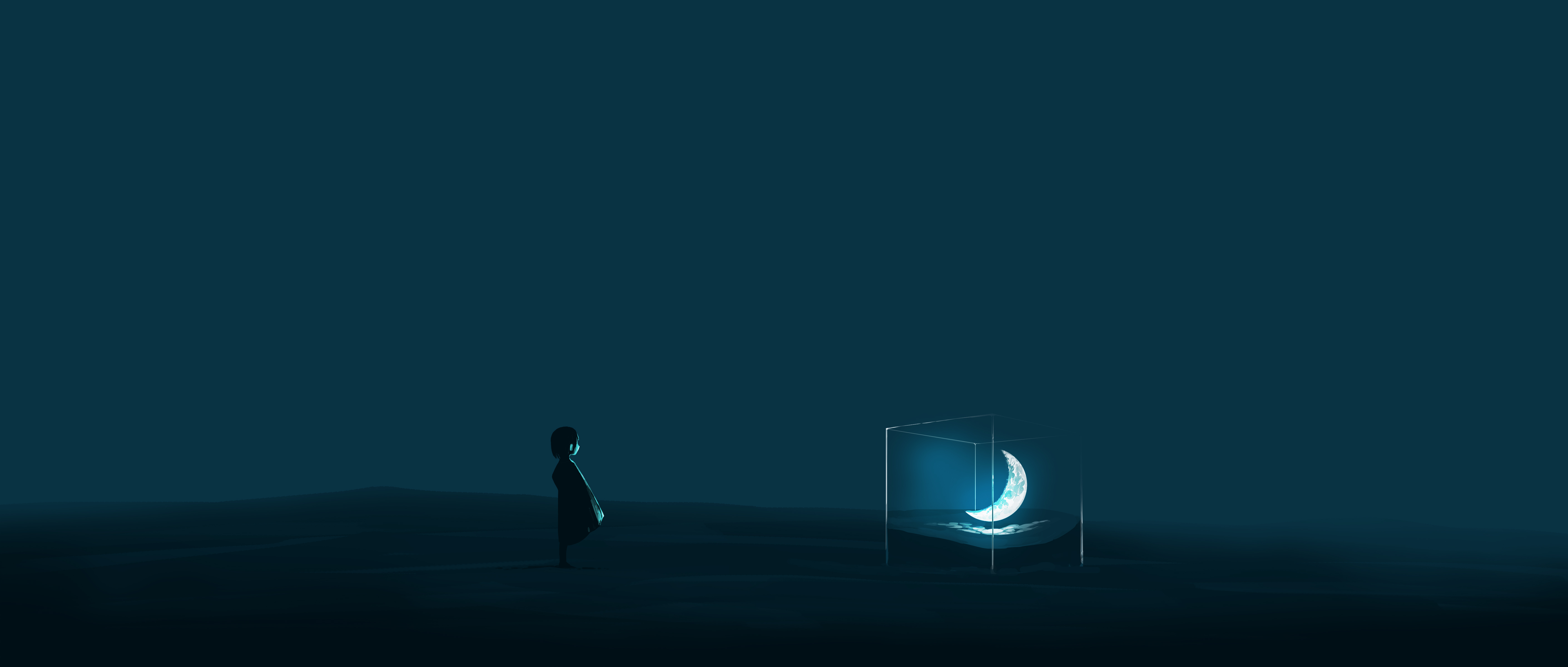 Gracile Digital Art Artwork Illustration Minimalism Moon Abstract Wide Screen Landscape Crescent Moo 5640x2400