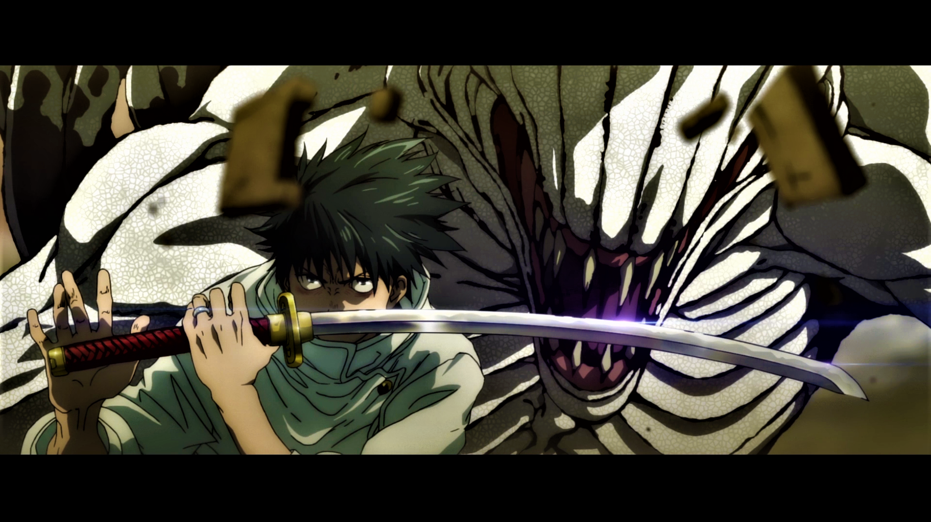 Jujutsu Kaisen Yuta Okkotsu Demon Demon Face Sword Katana Angry Teeth Uniform Anime Anime Screenshot 1920x1077