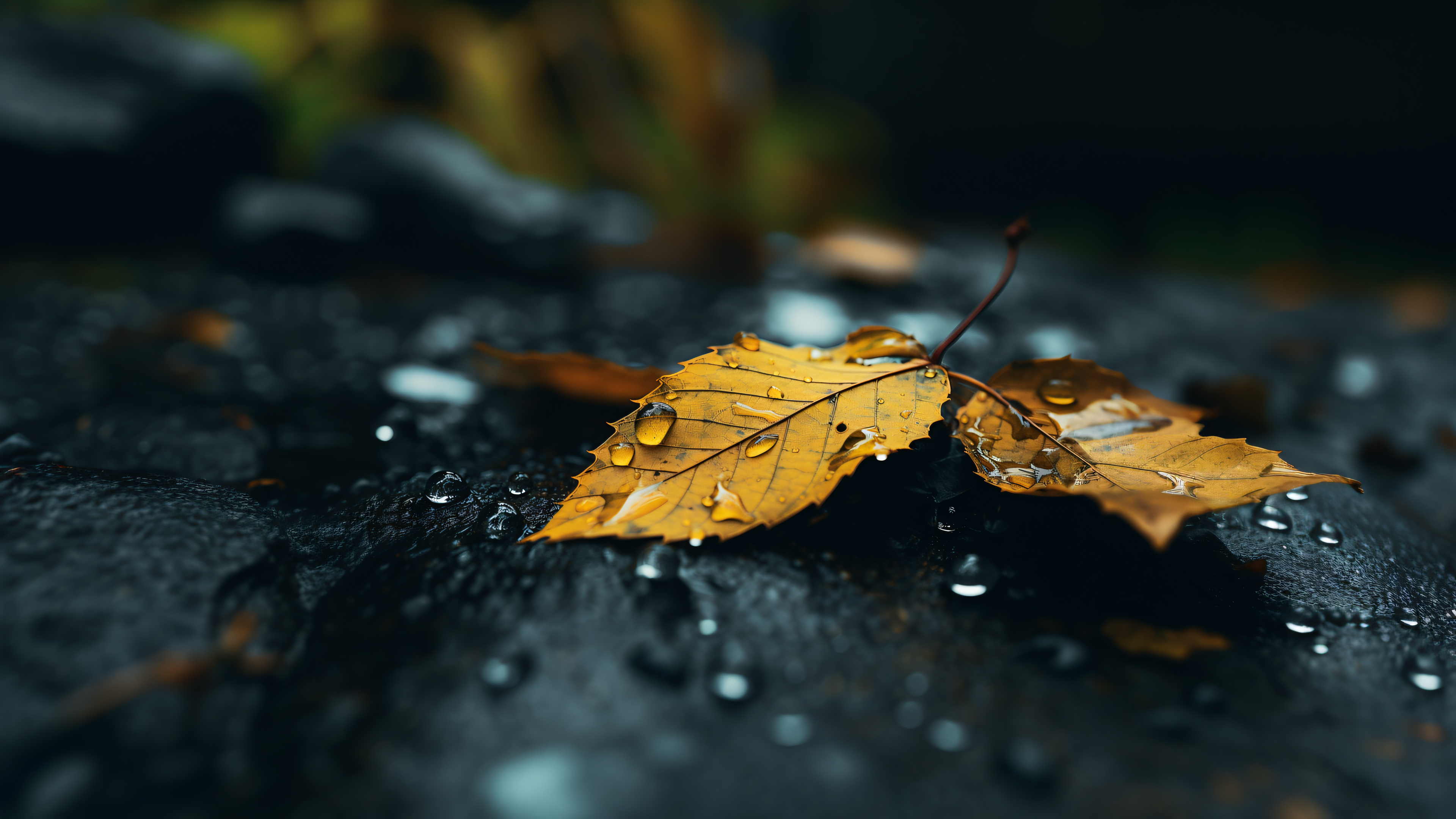 Fall Leaves Water Water Drops 3840x2160