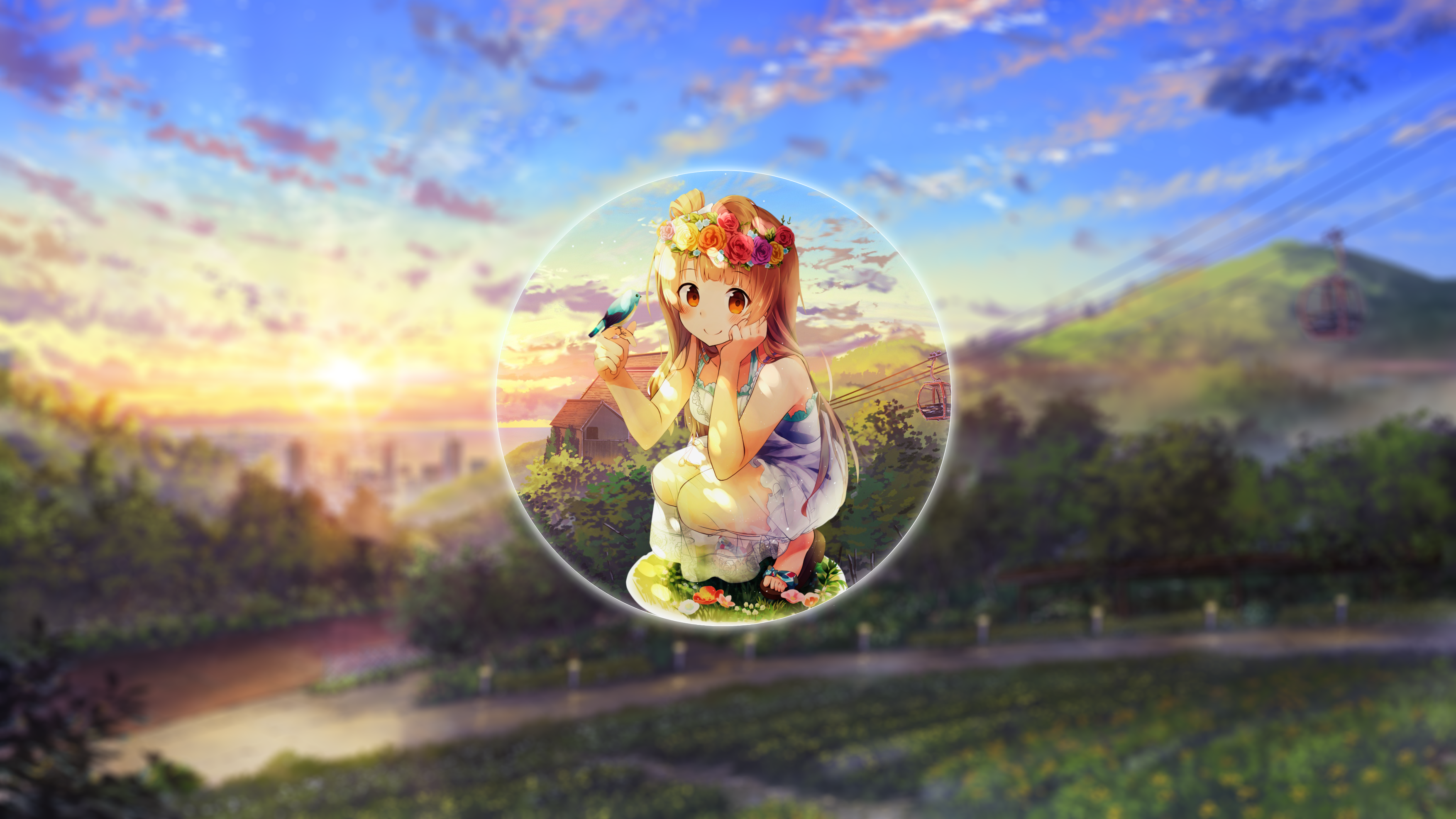 Anime Anime Girls Nature Minami Kotori Love Live Picture In Picture Summer Evening Flower In Hair Bi 3508x1974