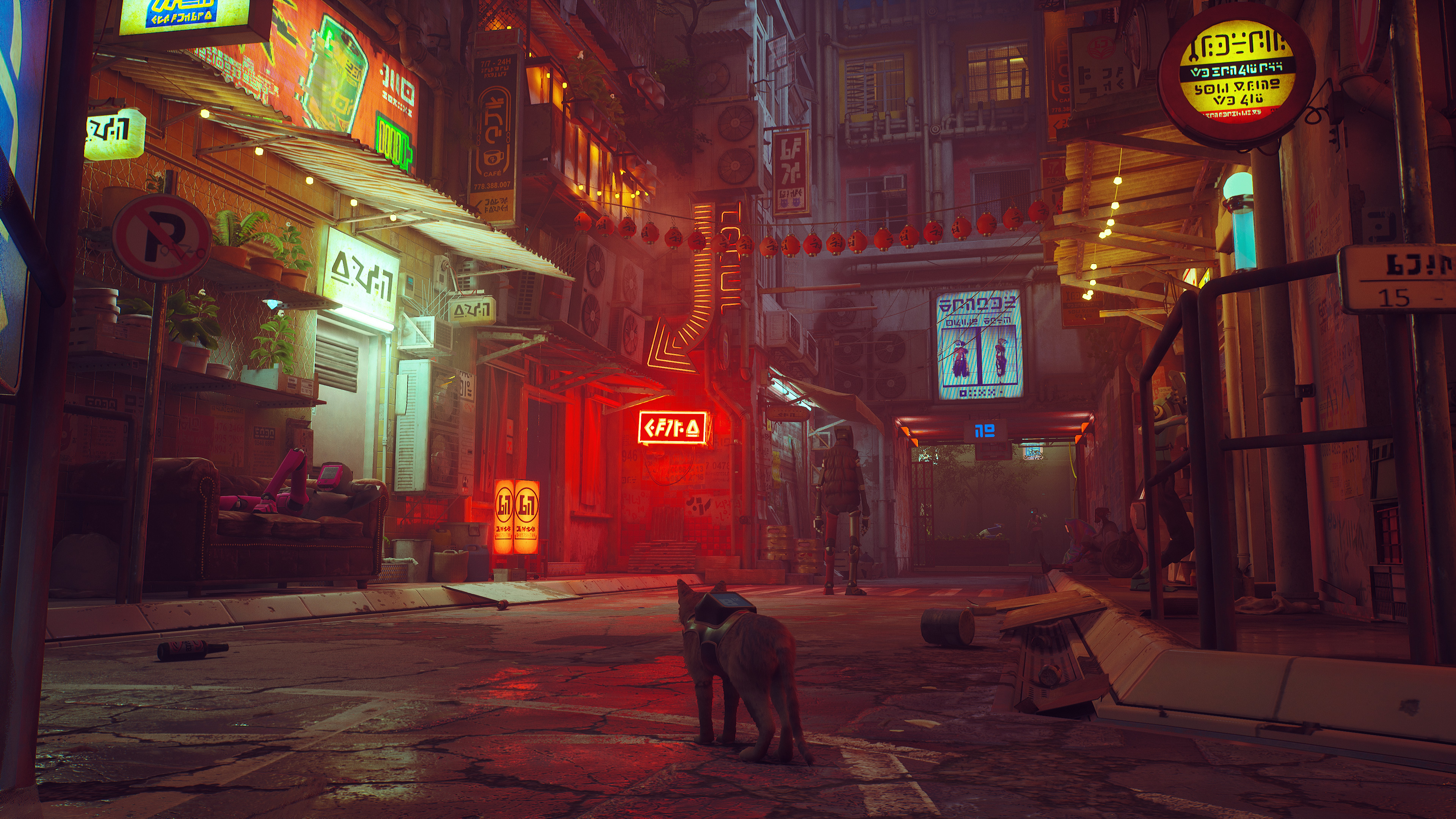 Stray Cyberpunk City Dystopian Cats Video Games 3840x2160