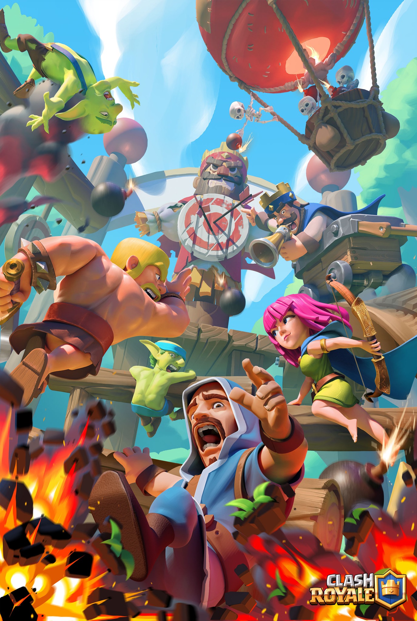 Clash Royale Loading Screen Video Game Art Watermarked Goblin Barbarian Portrait Display Archer Vide 1375x2048