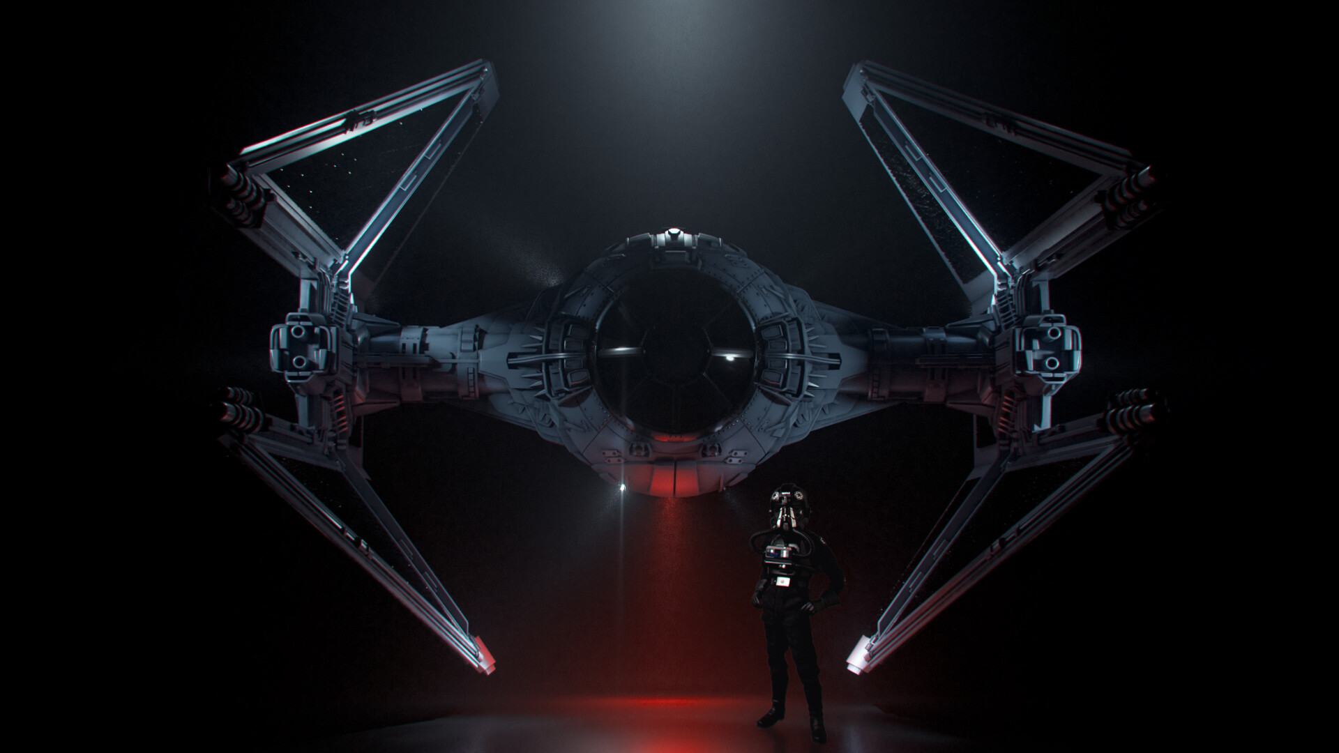 Star Wars Imperial Forces Star Wars Ships Digital Art TiE Fighter Pilot Vehicle Spaceship Dark Backg 1920x1080