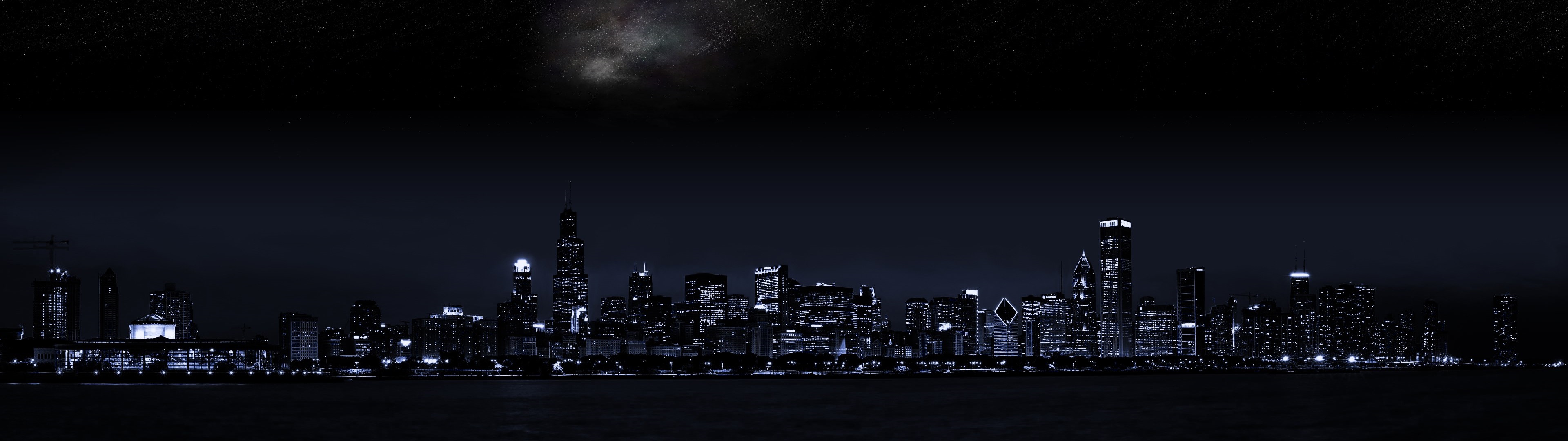City Wide Screen Wide Image Simple Background 3840x1080