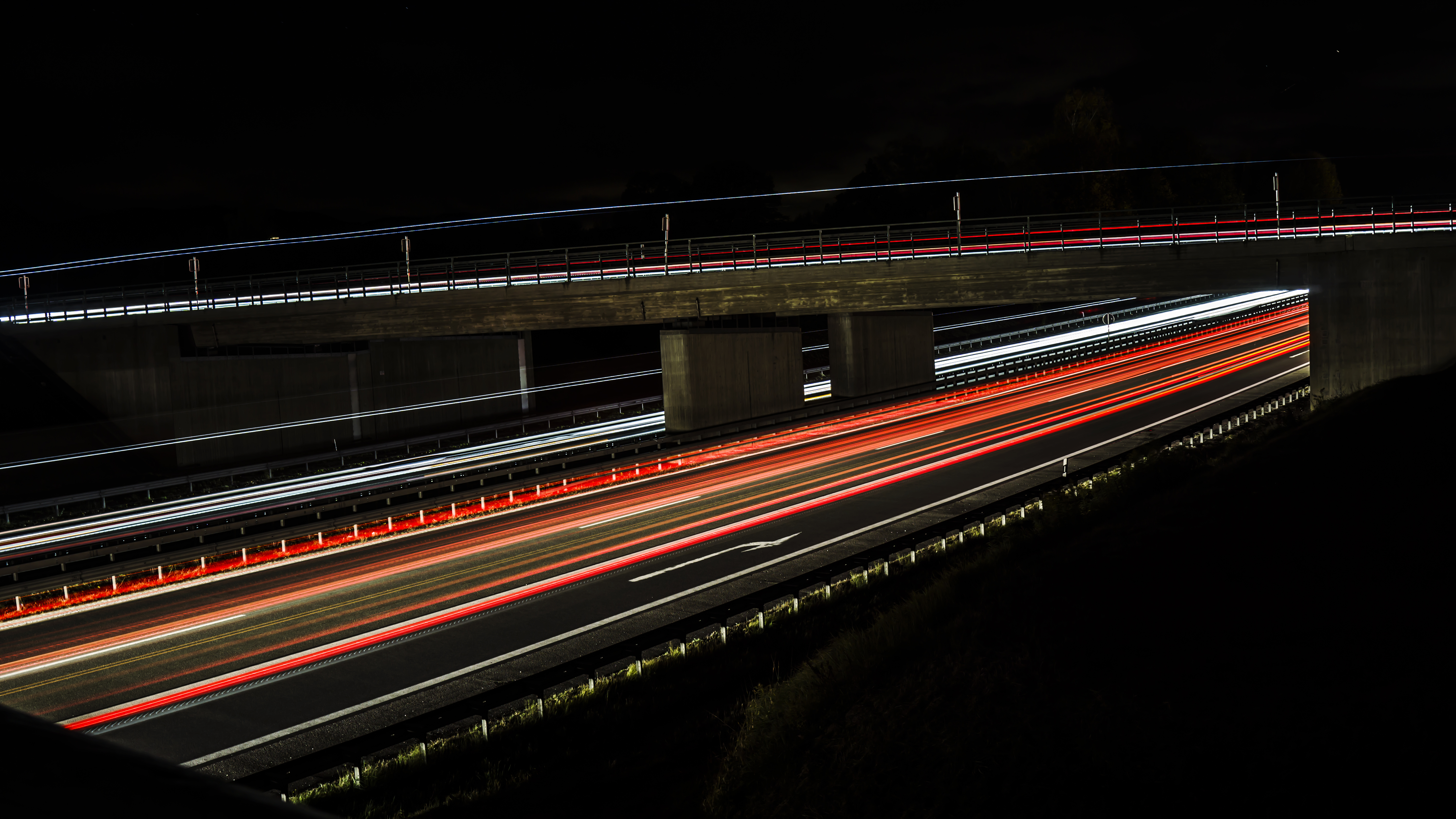 Outdoors Long Exposure Street Road Night Light Trails Photography Bridge Wide Angle 6000x3376