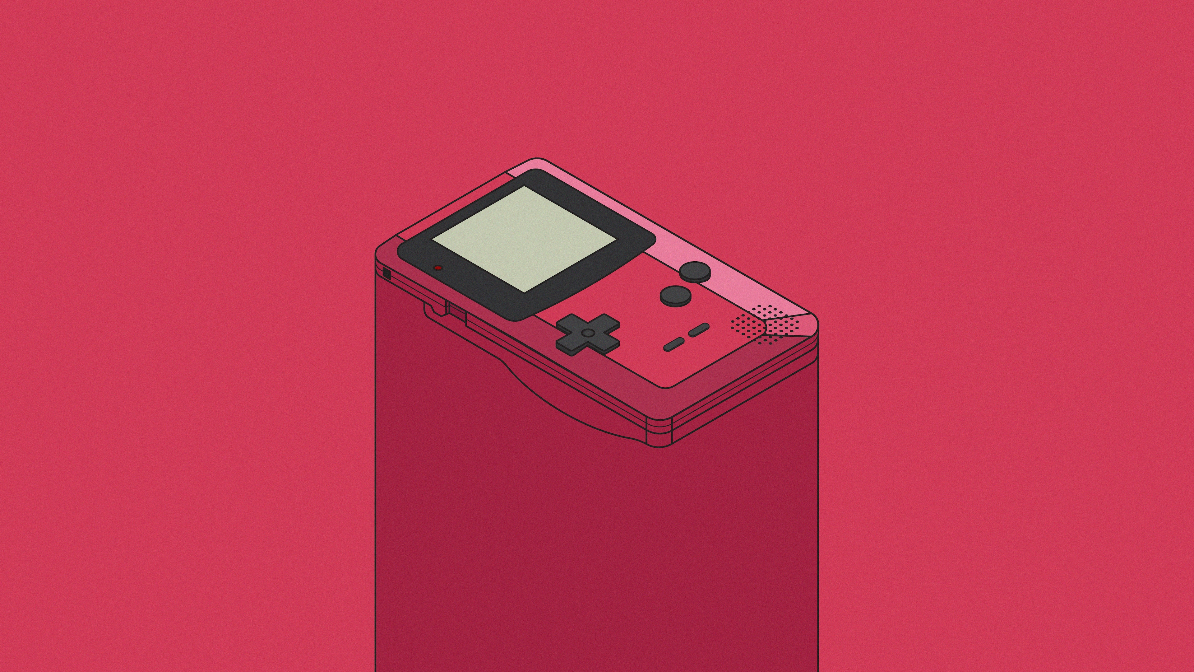 Digital Art Artwork Illustration Minimalism Nintendo GameBoy Color Consoles Shadow 4K Simple Backgro 3840x2160