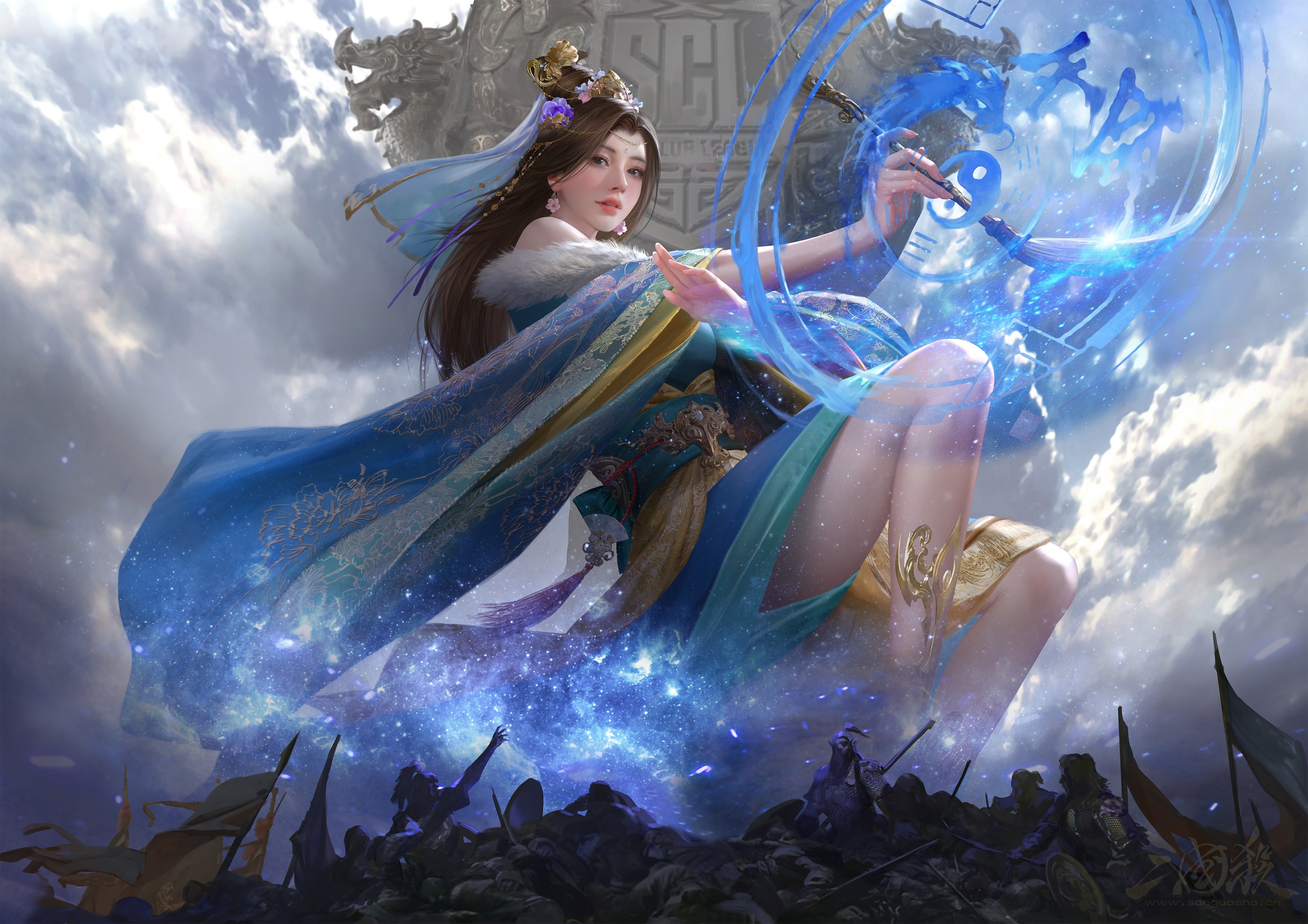 Three Kingdoms Sanguosha Asian Omen Video Game Art Video Game Characters Sky Clouds Video Games Long 3179x2247