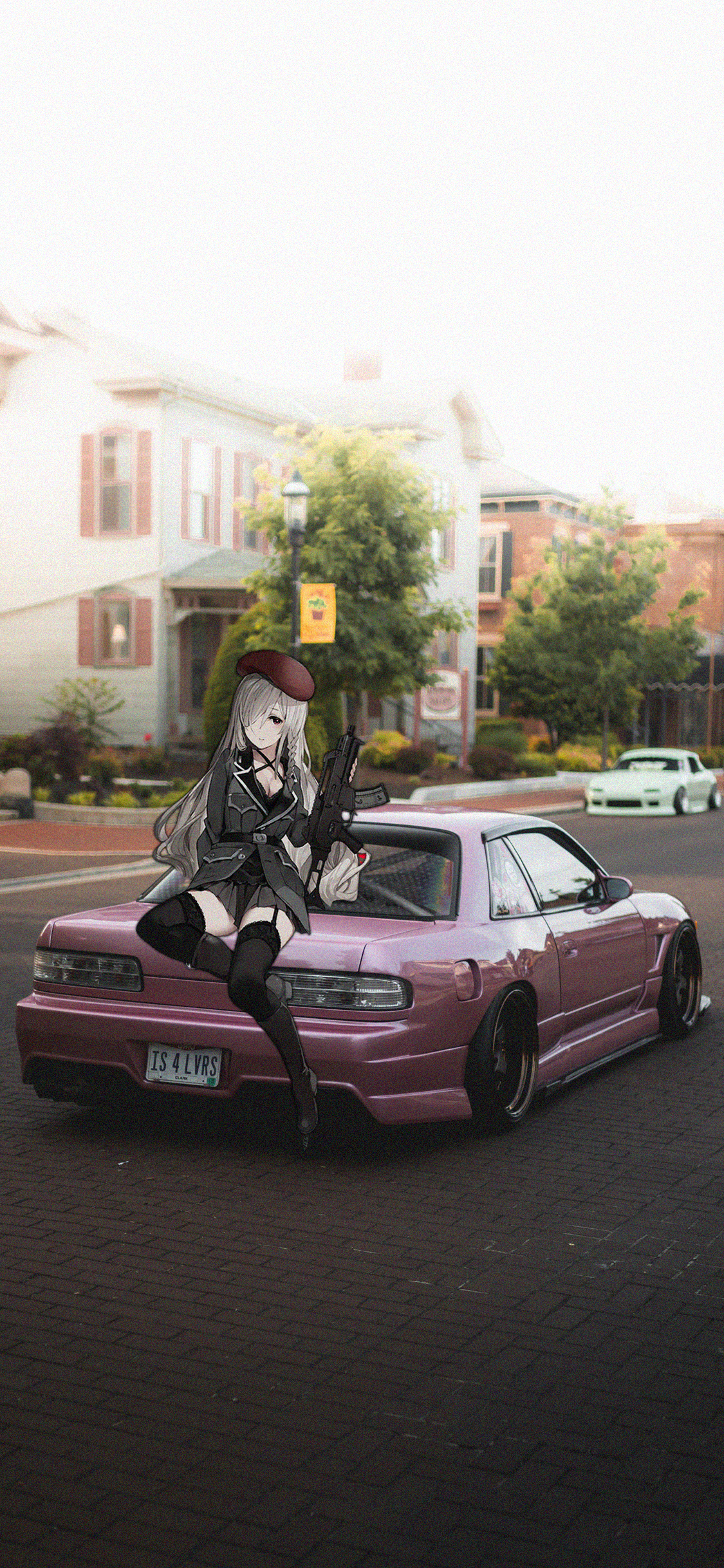 Anime Girls With Guns Nissan Silvia S13 Japanese Cars 90s Cars Car Anime Girls 1125x2436