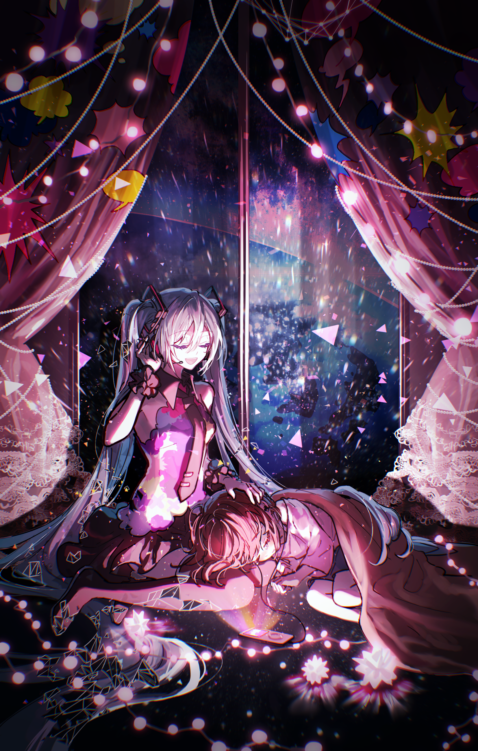 Anime Anime Girls Vocaloid Hatsune Miku Portrait Display Twintails Closed Eyes Long Hair Open Mouth  1654x2598