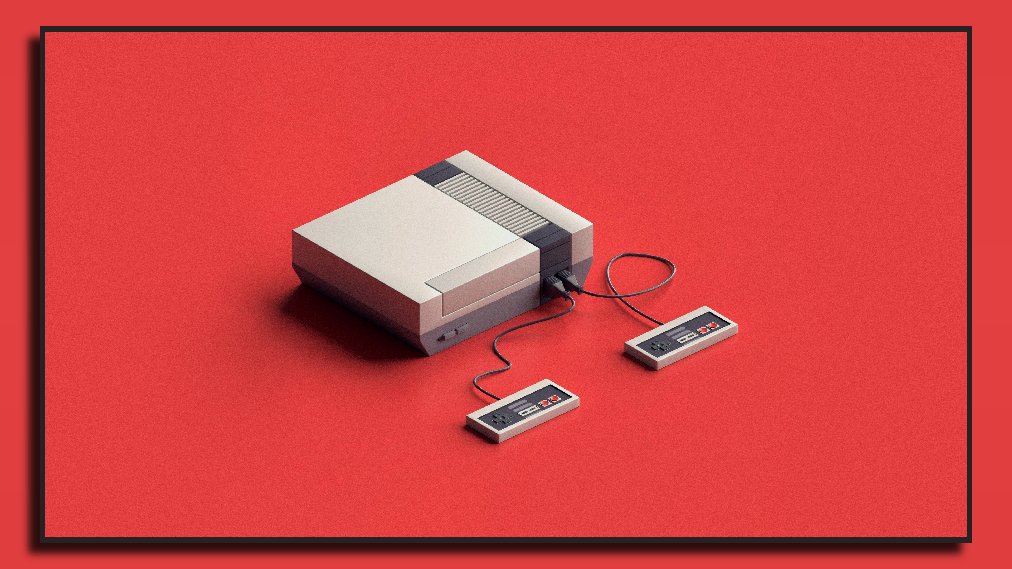 Nintendo Entertainment System Consoles Retro Console Controllers Wires Simple Background Minimalism  3840x2160