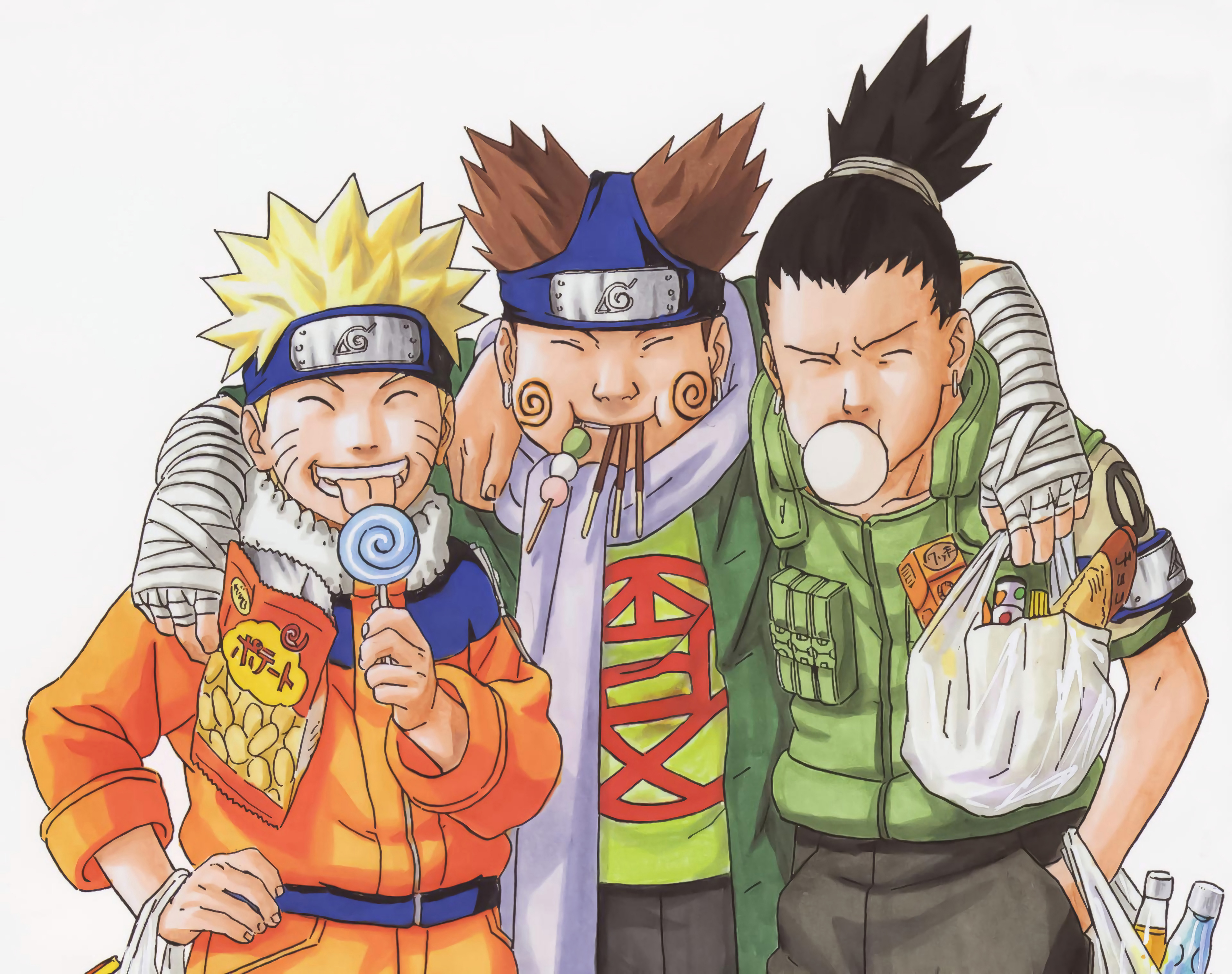 Uzumaki Naruto Naruto Anime Nara Shikamaru Akimichi Choji Anime Boys Manga Headband Closed Eyes Loll 3840x3034