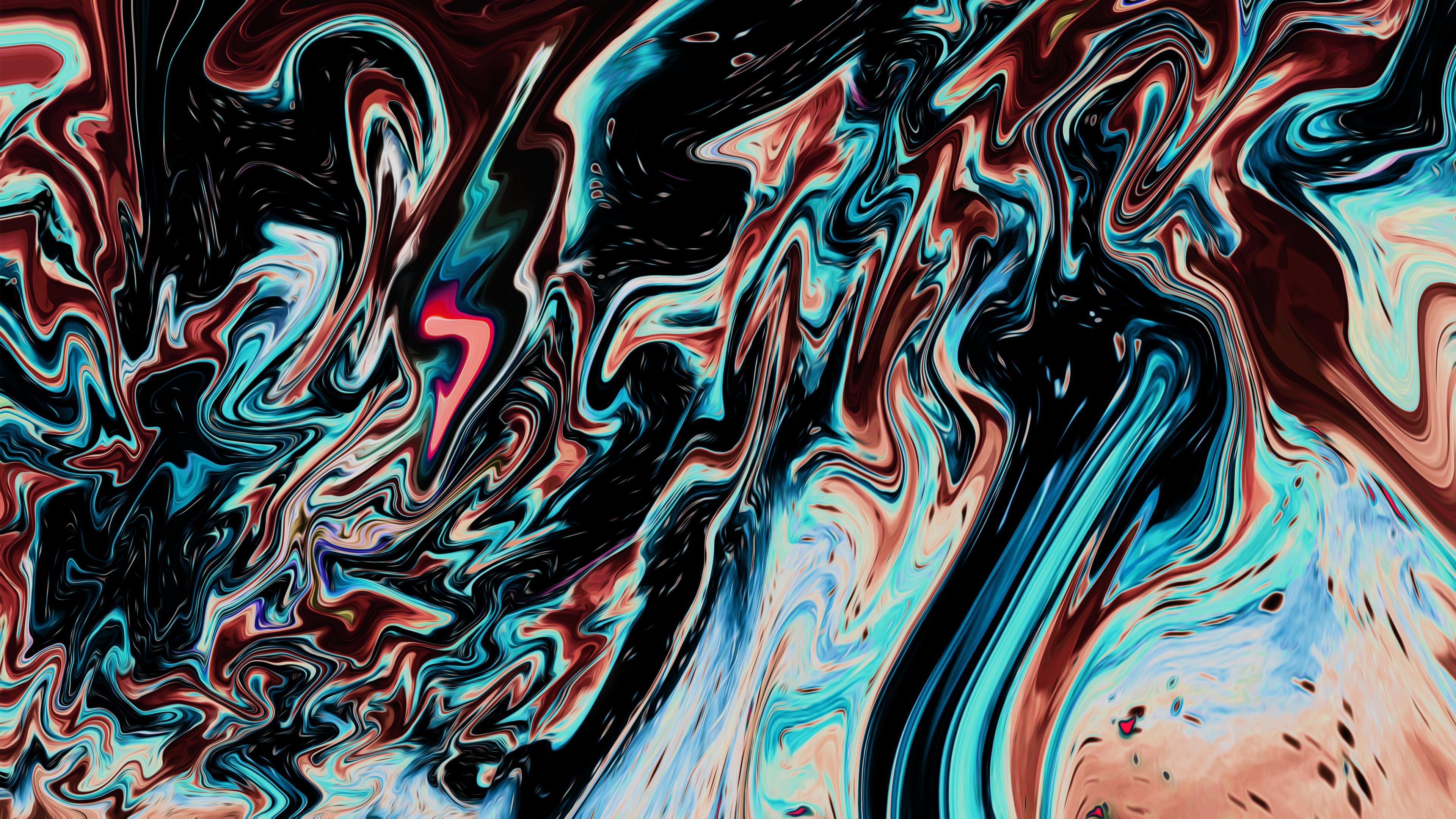 Abstract Fluid Liquid Artwork Digital Art Shapes Colorful Paint Brushes XEBELiON 3840x2160