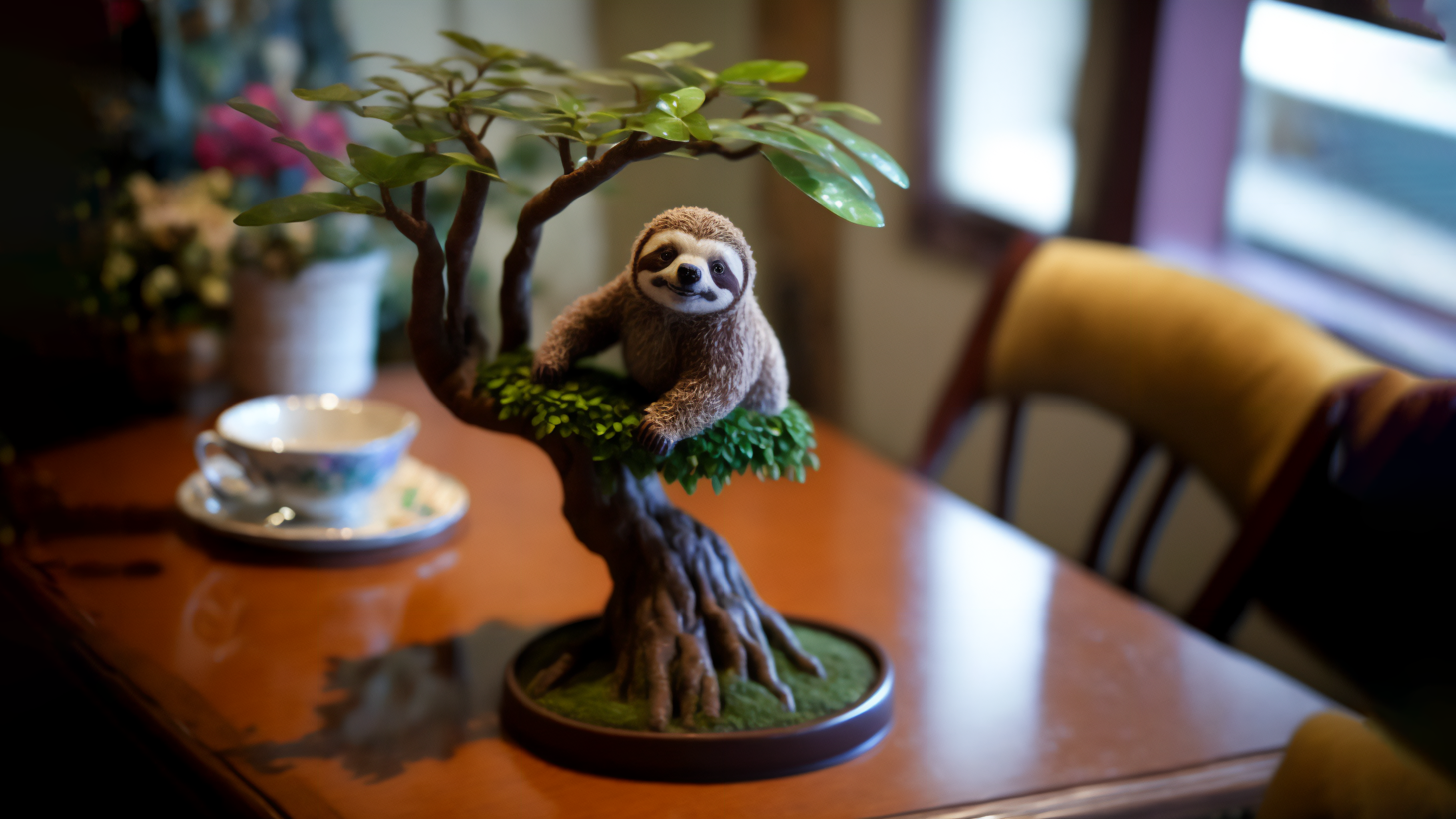 Ai Art Bonzai Sloths Animals 3640x2048