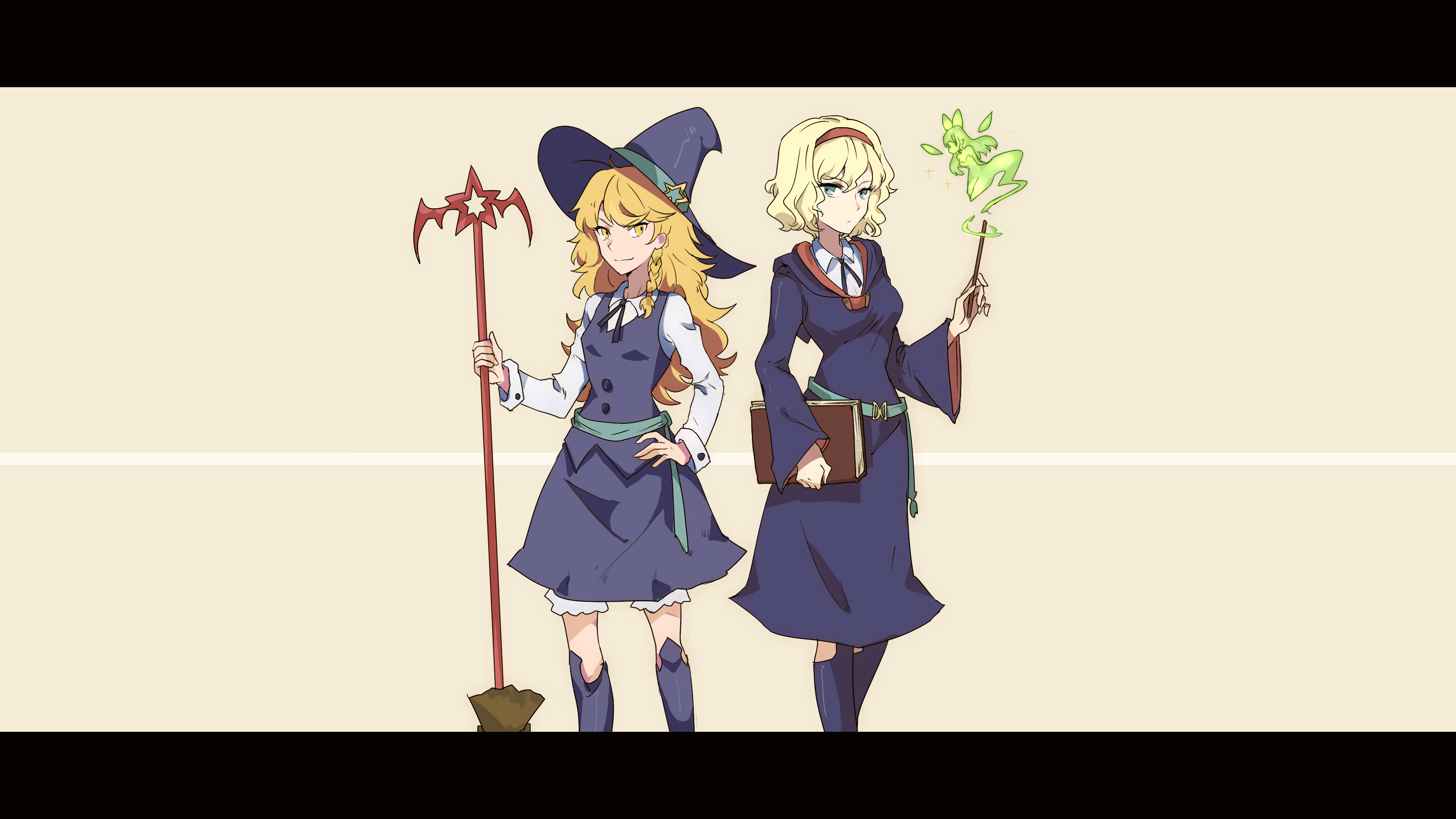 Little Witch Academia Luna Nova Uniform Crossover Touhou Kirisame Marisa Alice Margatroid Blonde Red 3840x2160
