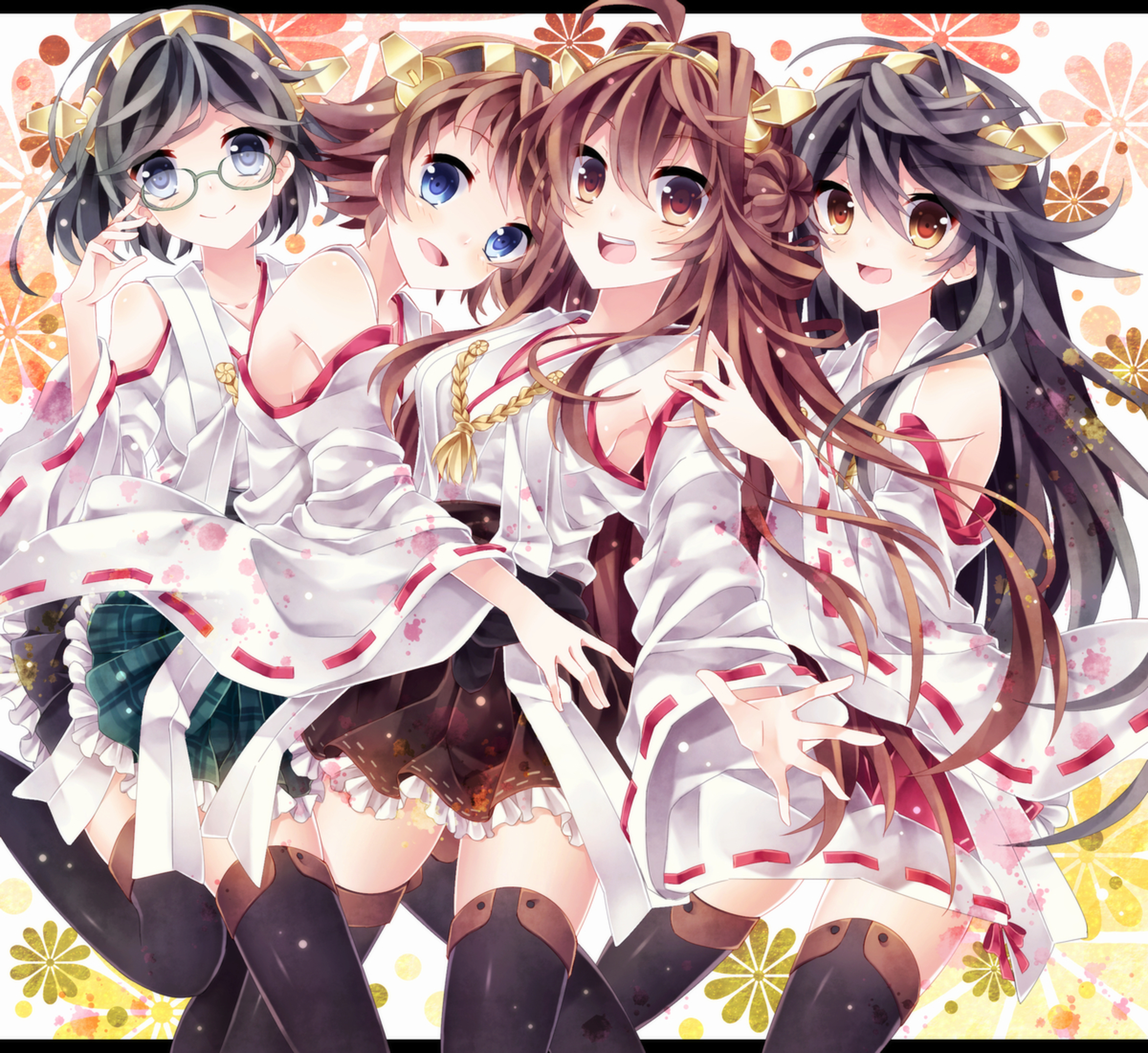 Anime Anime Girls Kantai Collection Kongou KanColle Kirishima KanColle Hiei KanColle Haruna KanColle 2400x2200