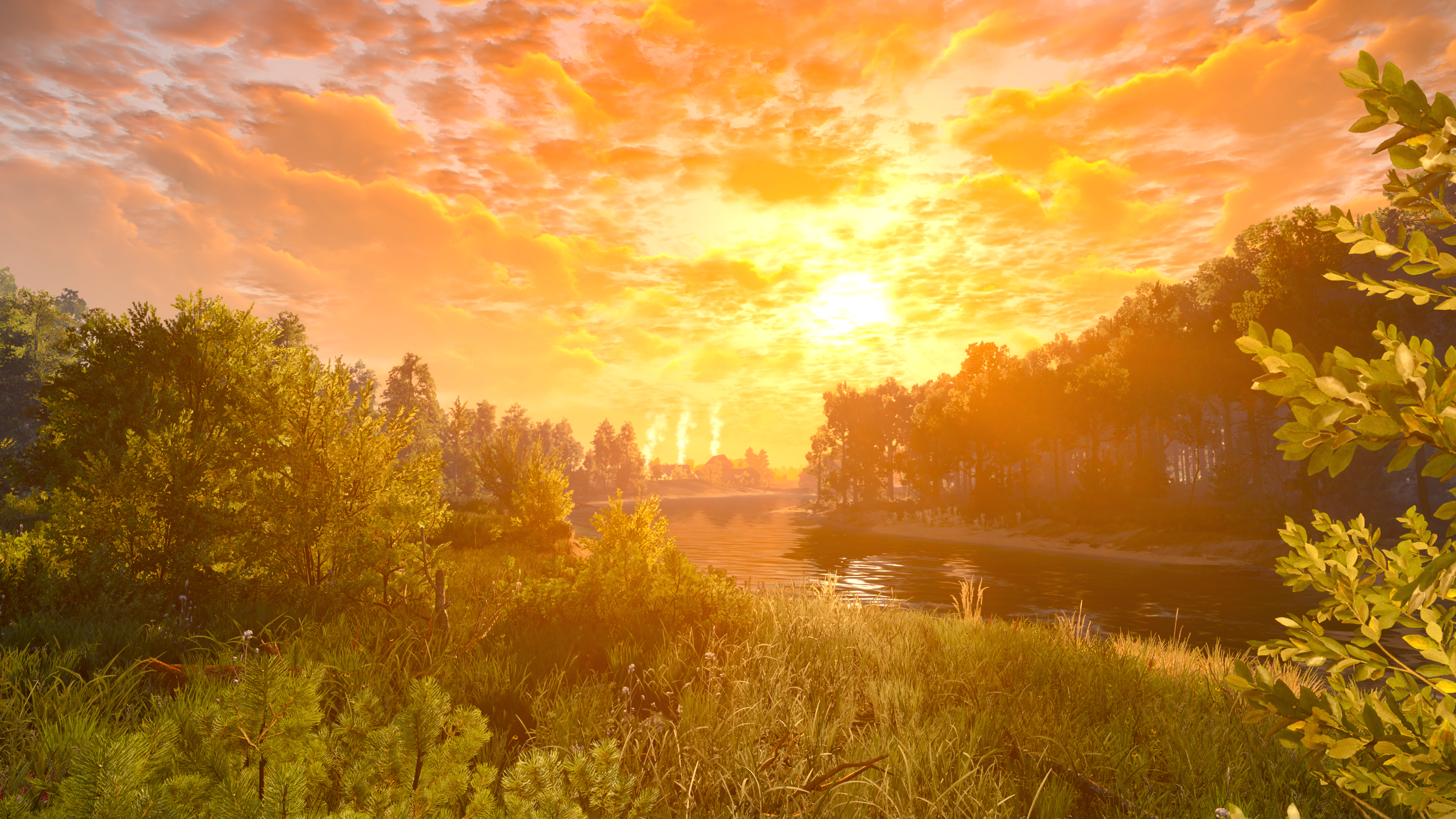 The Witcher The Witcher 3 Wild Hunt Landscape Video Games Water Sunset Sunset Glow Clouds Sky Nature 3840x2160