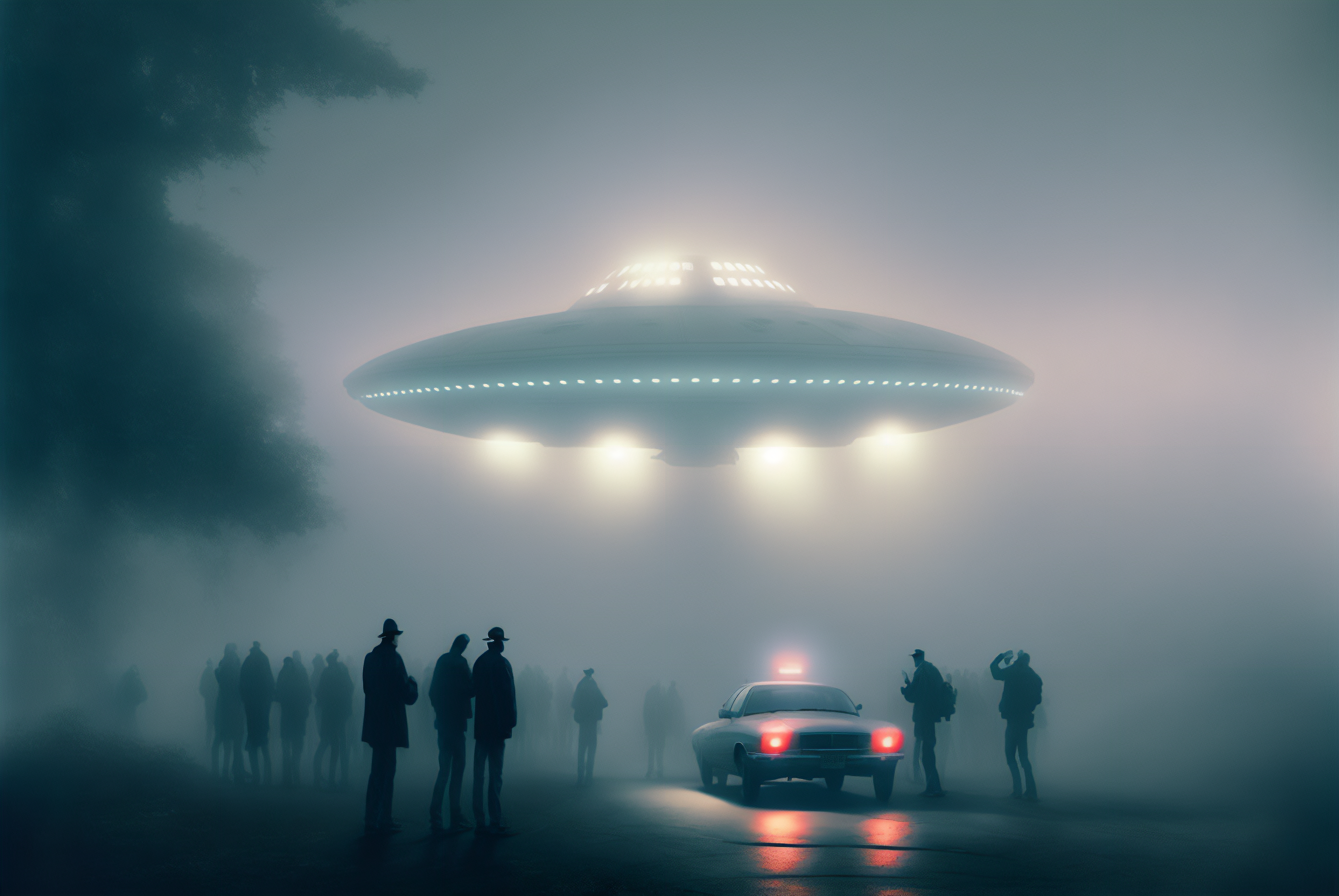 Ai Art Mist UFO Flying Saucers Silhouette Car AiArtSucks 3060x2048
