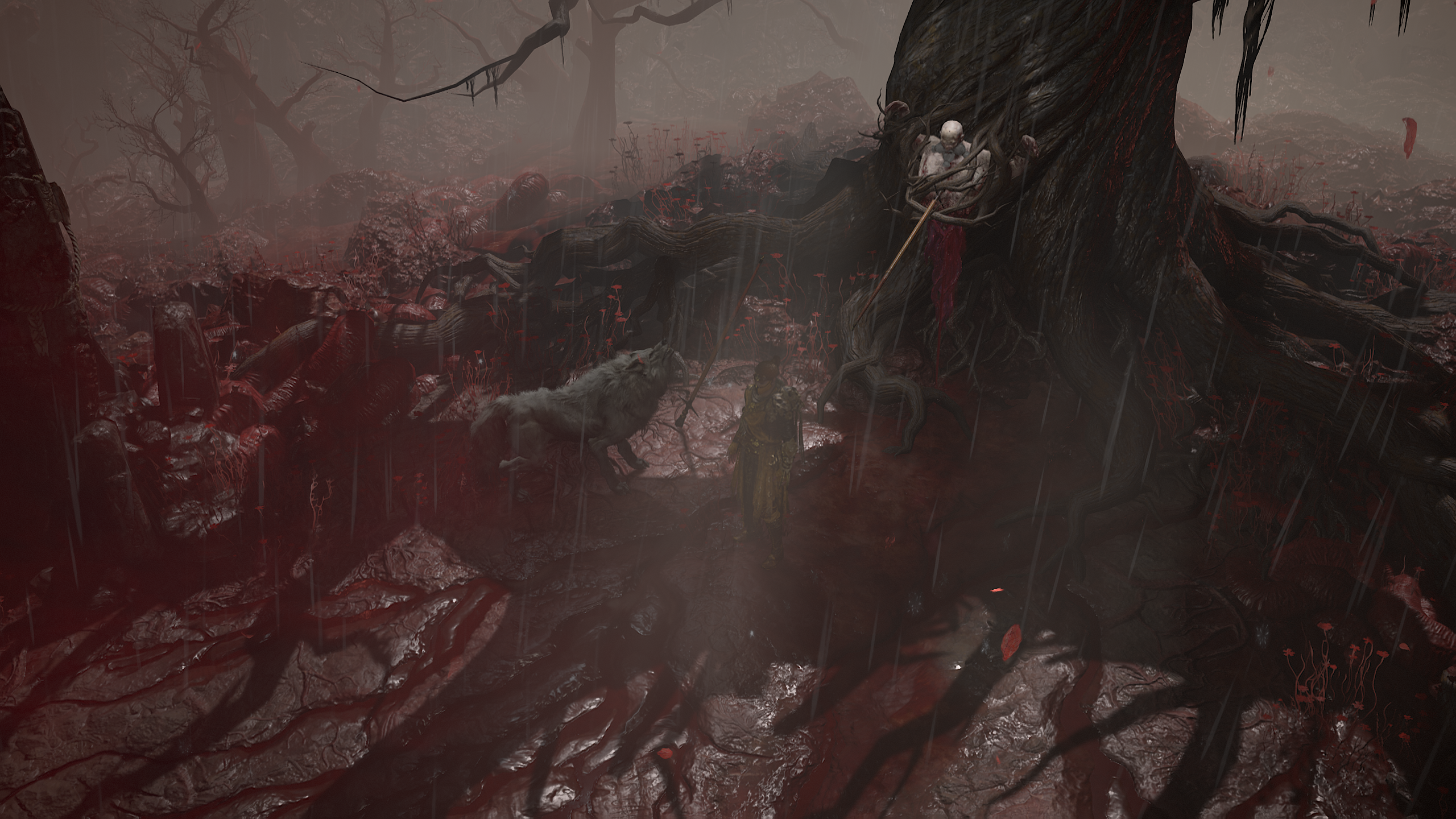 Diablo Sanctuary Video Games Trees Branch Rain CGi 2560x1440