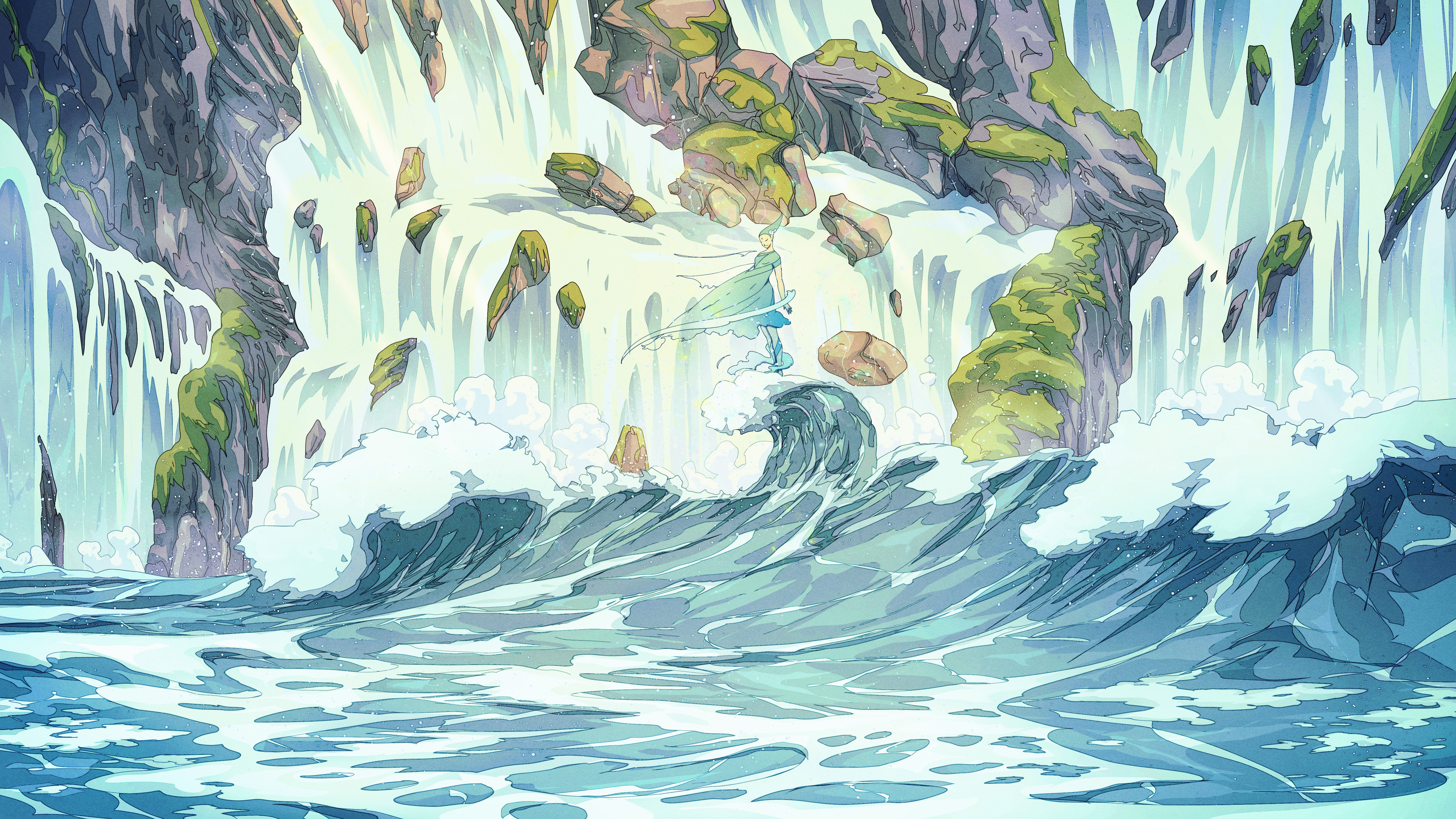 Christian Benavides Digital Art Fantasy Art Waterfall Water Nature Artwork 3840x2160