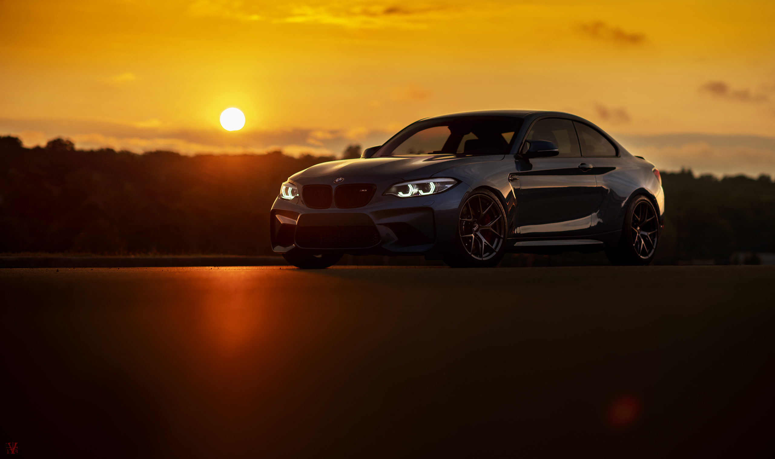 Car BMW BMW M Sunlight Sunset Sunset Glow Headlights 2560x1518