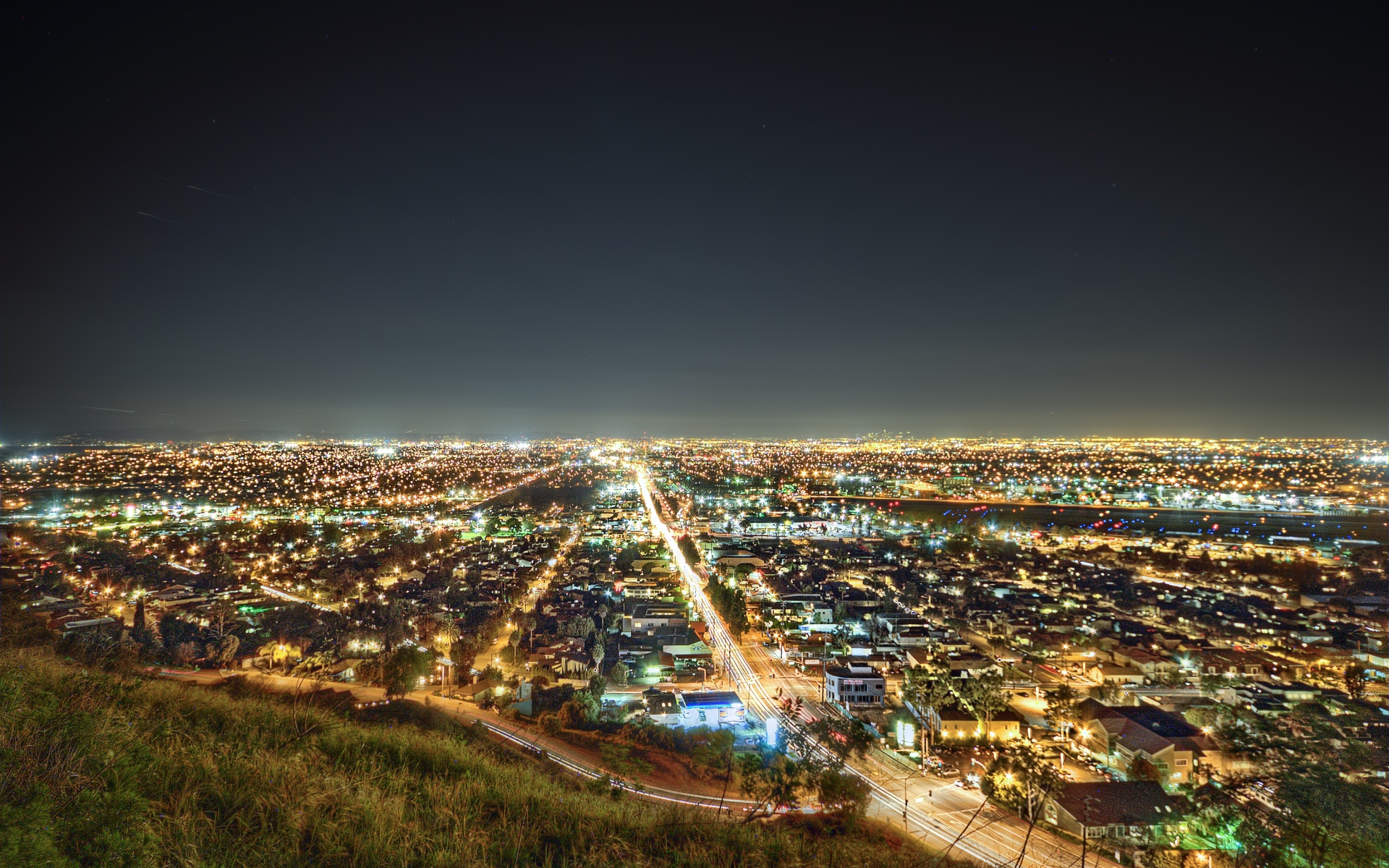 Los Angeles California Night Cityscape City City Lights Low Quality Image 1920x1200