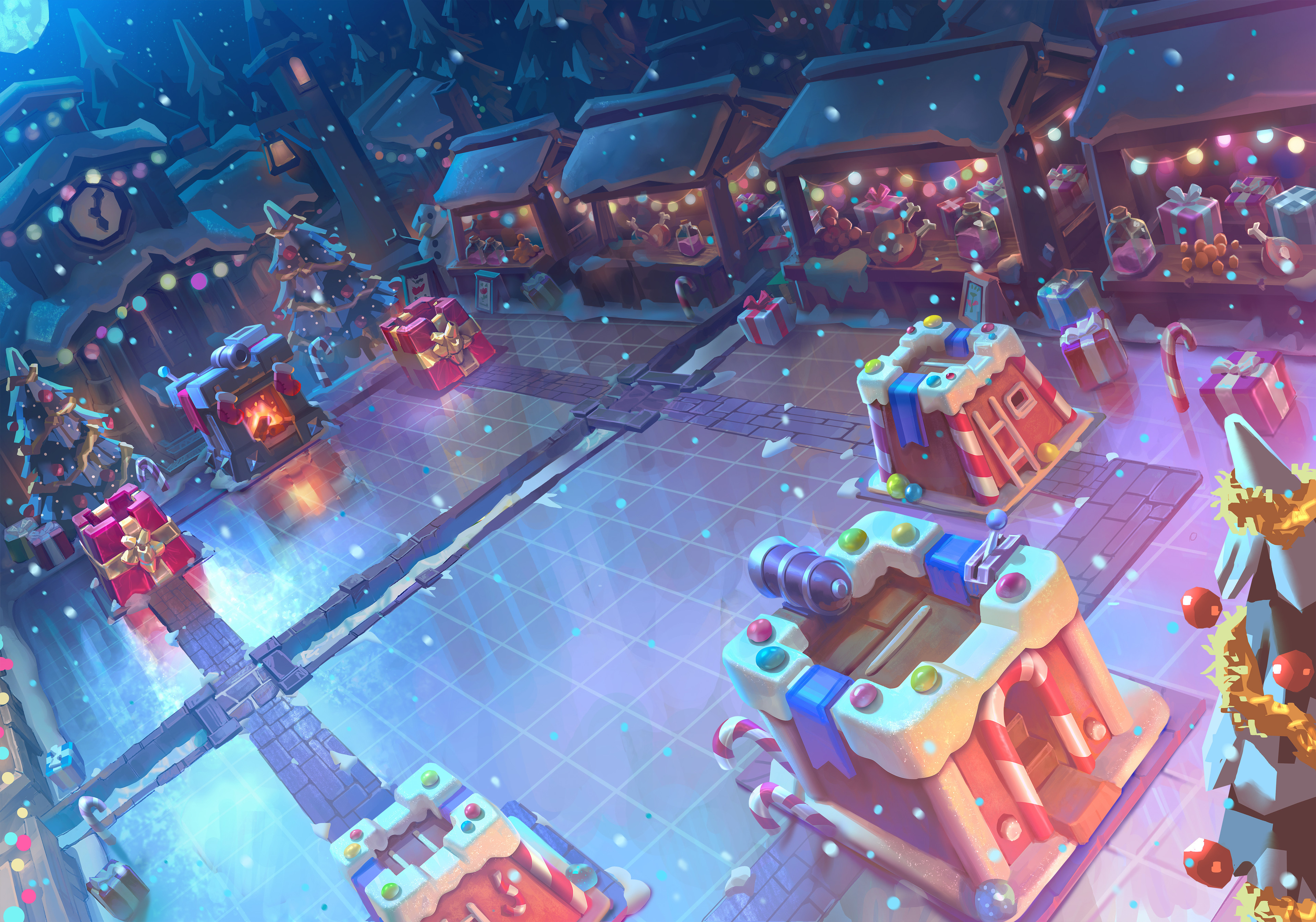 ArtStation Clash Royale Christmas Video Game Art Arena Video Games Presents Christmas Tree Snow Moon 3840x2692