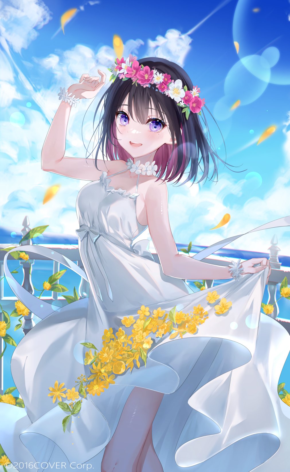 Miwano Ragu Hololive AZKi Dress Flowers Petals Purple Eyes 1012x1642