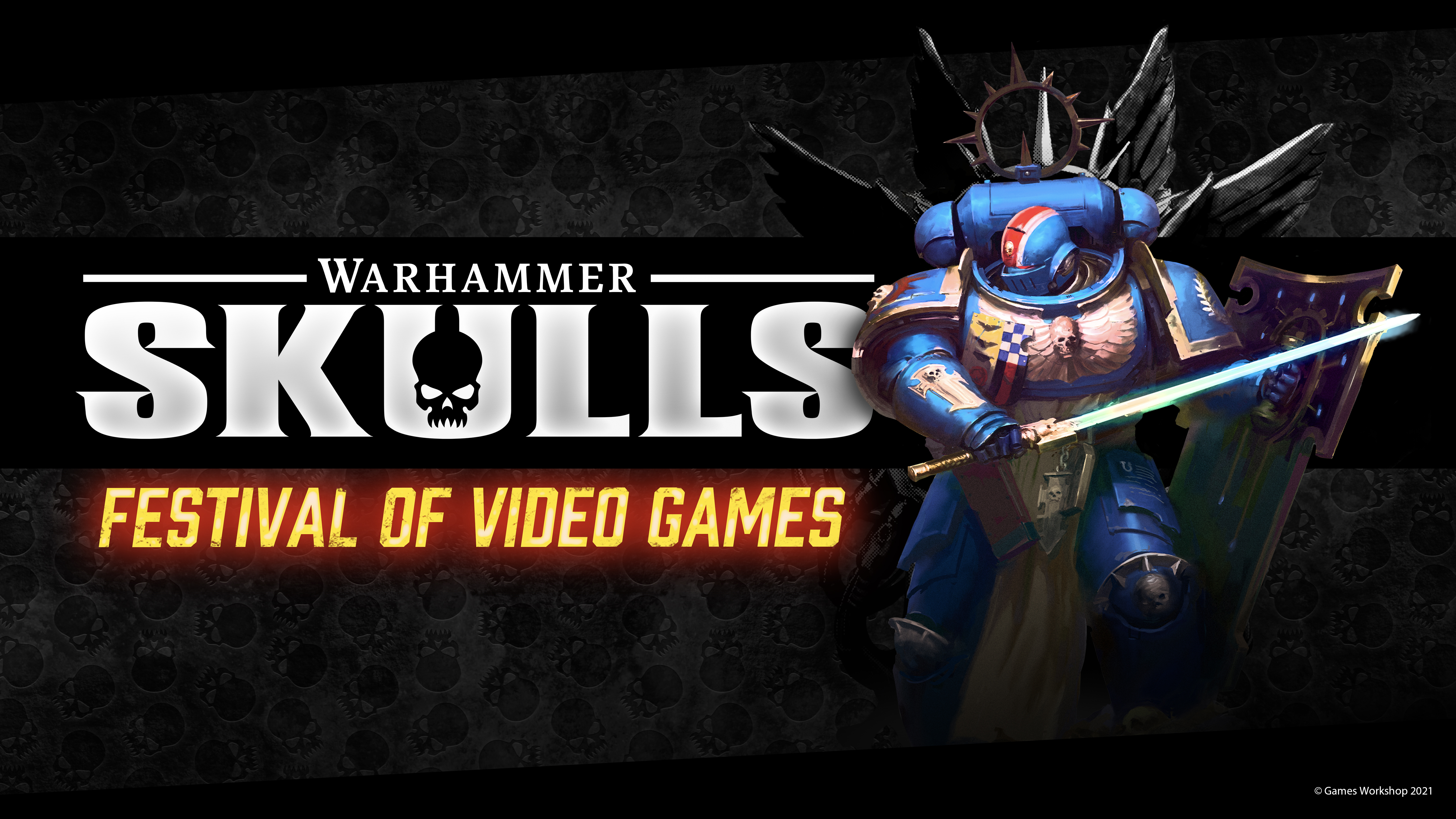 Warhammer 40 000 Space Marine Skull Simple Background 5120x2880