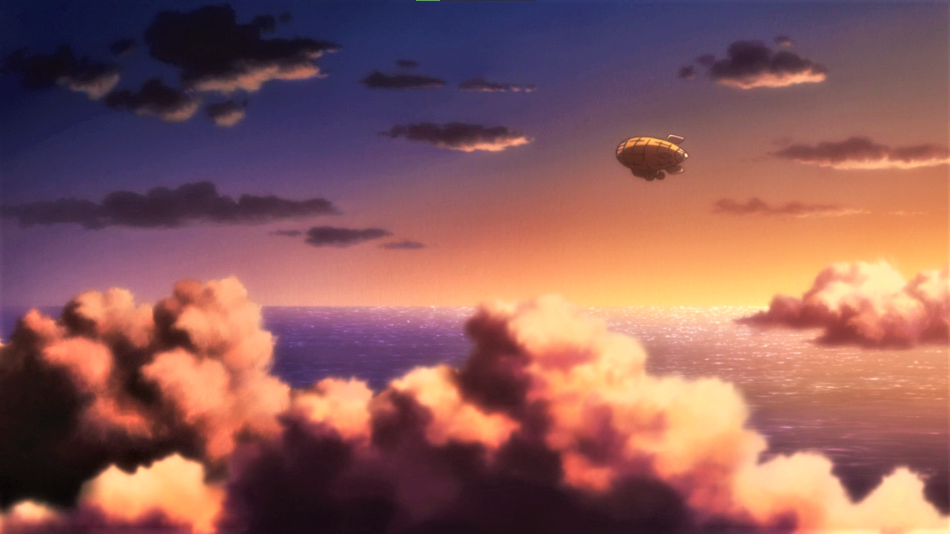 Hunter X Hunter Blimp Sky Clouds Sunset Water Anime Anime Screenshot Sunset Glow 1918x1078