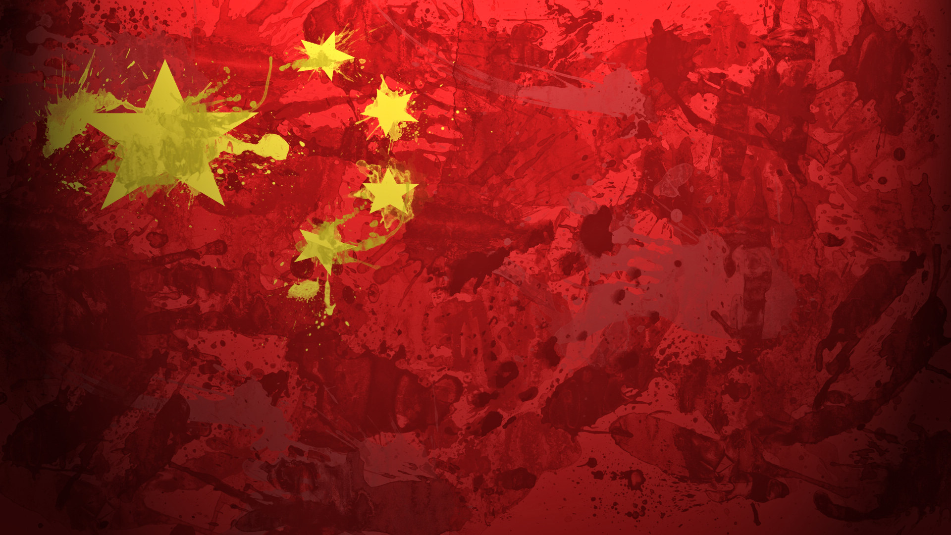 China Flag Chinese Flag Red Background Stars Paint Splash 1920x1080