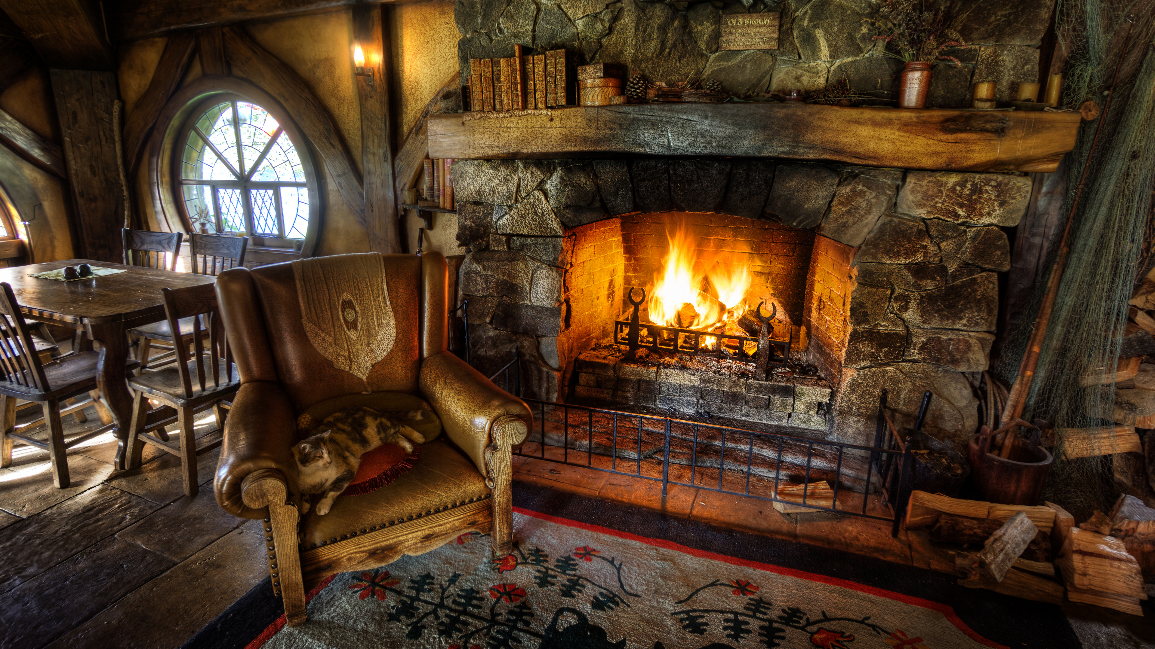 Trey Ratcliff Photography The Lord Of The Rings Hobbiton Interior Fire Cats 3840x2160
