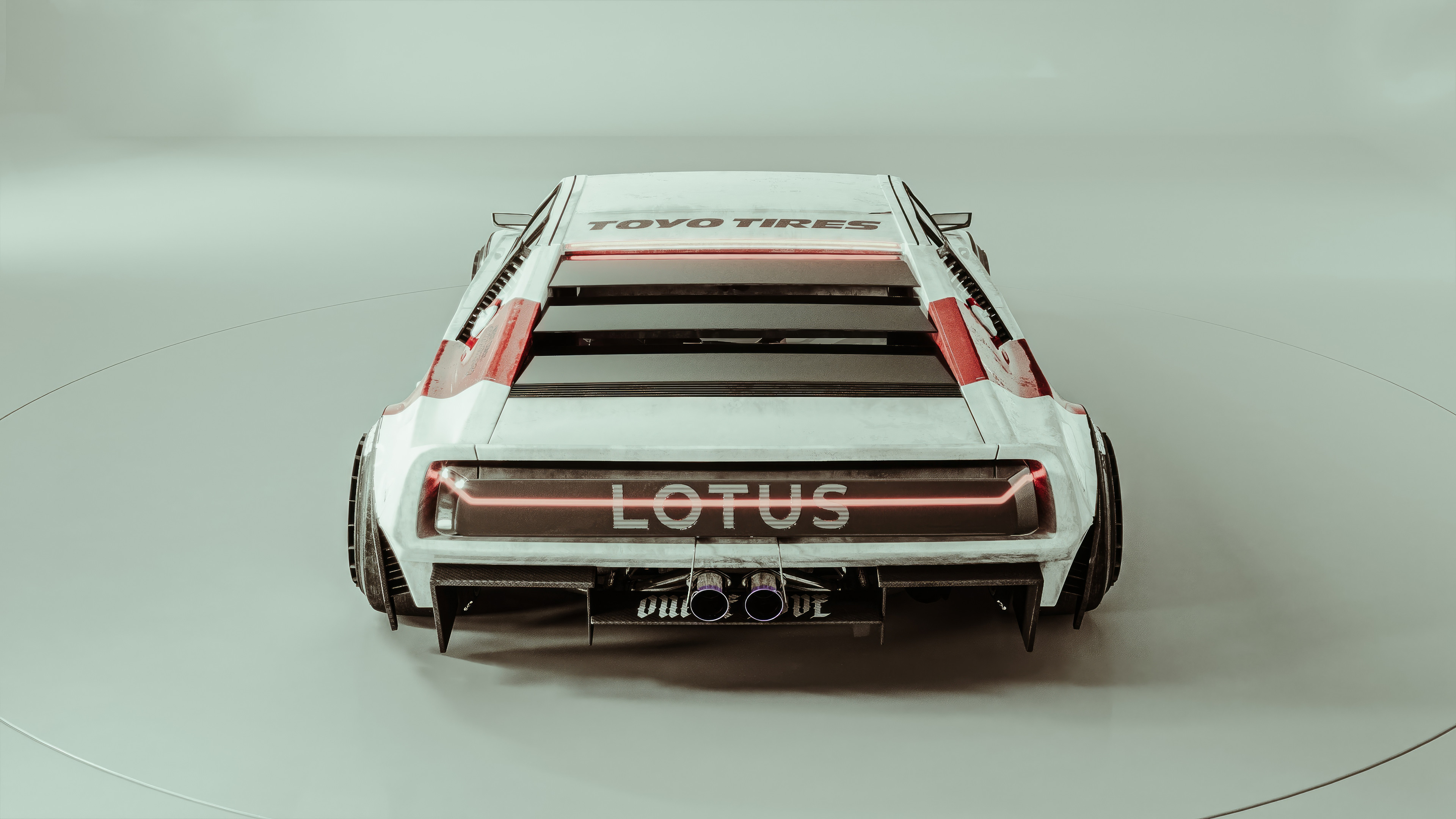 Vehicle Car CGi Digital Art Artwork Lotus Lotus Esprit 4K Bolt On Fender Flares Rear View Minimalism 3840x2160