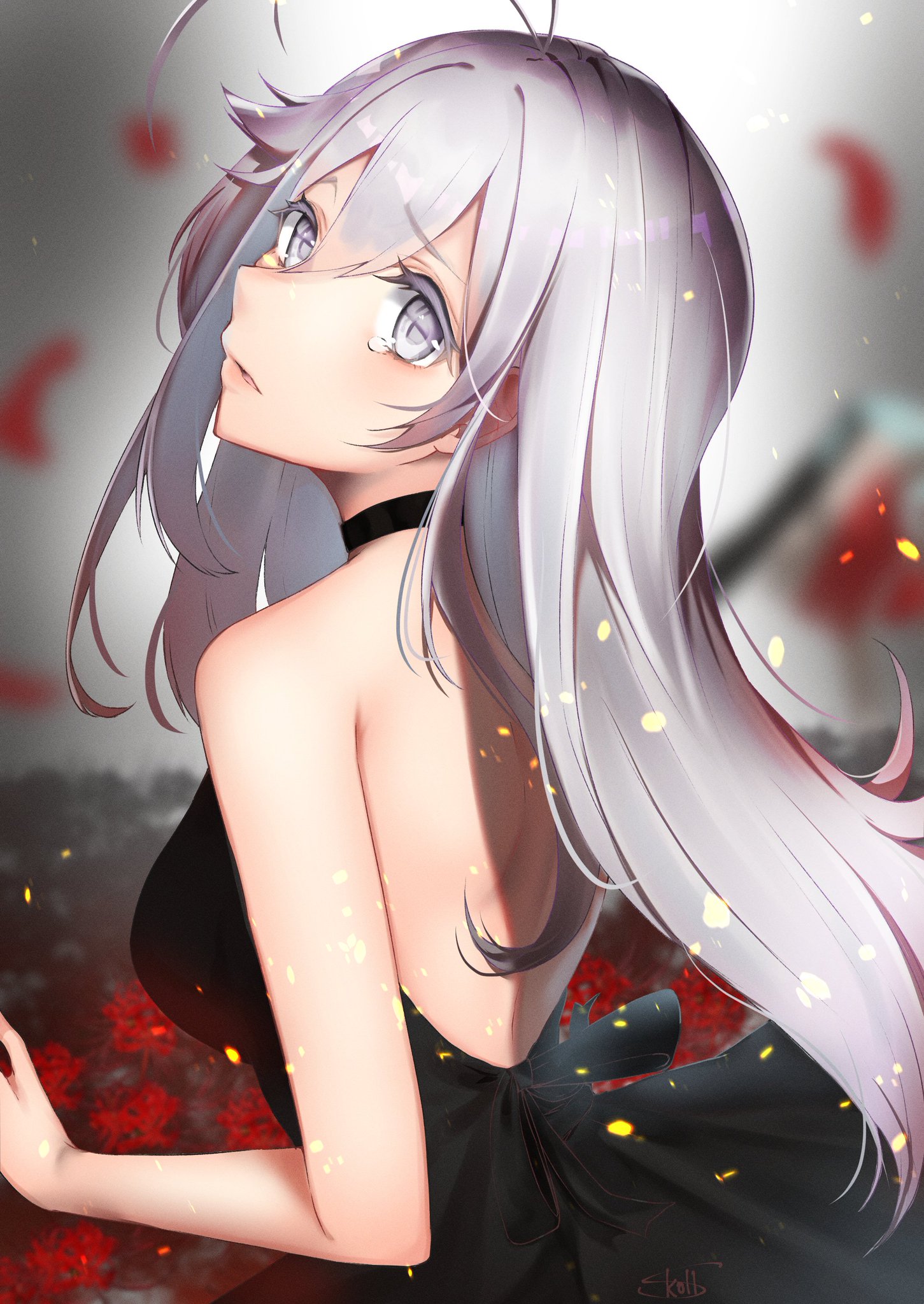 Anime Anime Girls Eighty Six Vladilena Milize Long Hair Silver Hair Solo Artwork Digital Art Fan Art 1451x2048