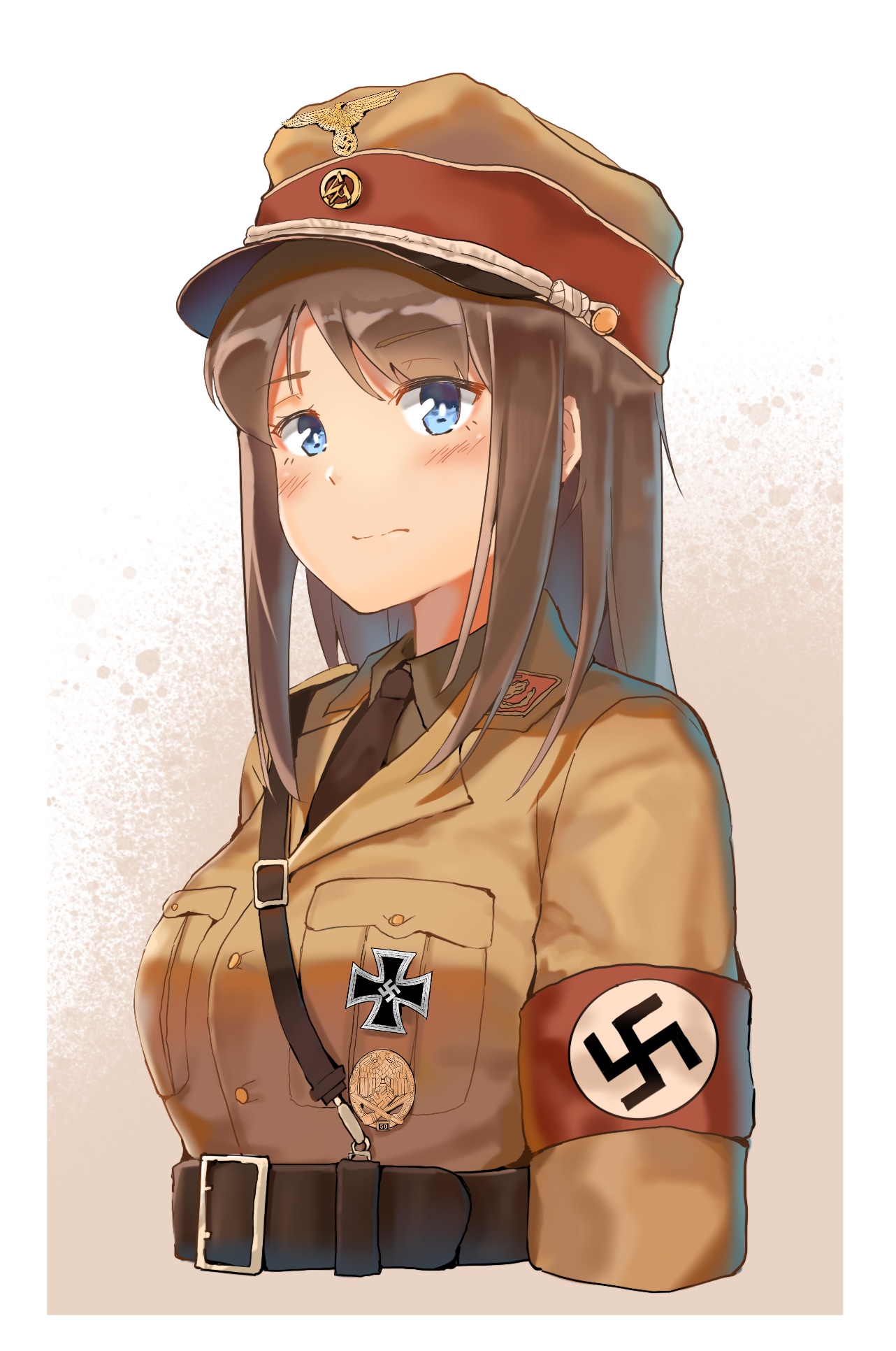 Original Characters Anime Girls Blue Eyes Brunette Long Hair Military Uniform Military Hat White Ski 1282x1932