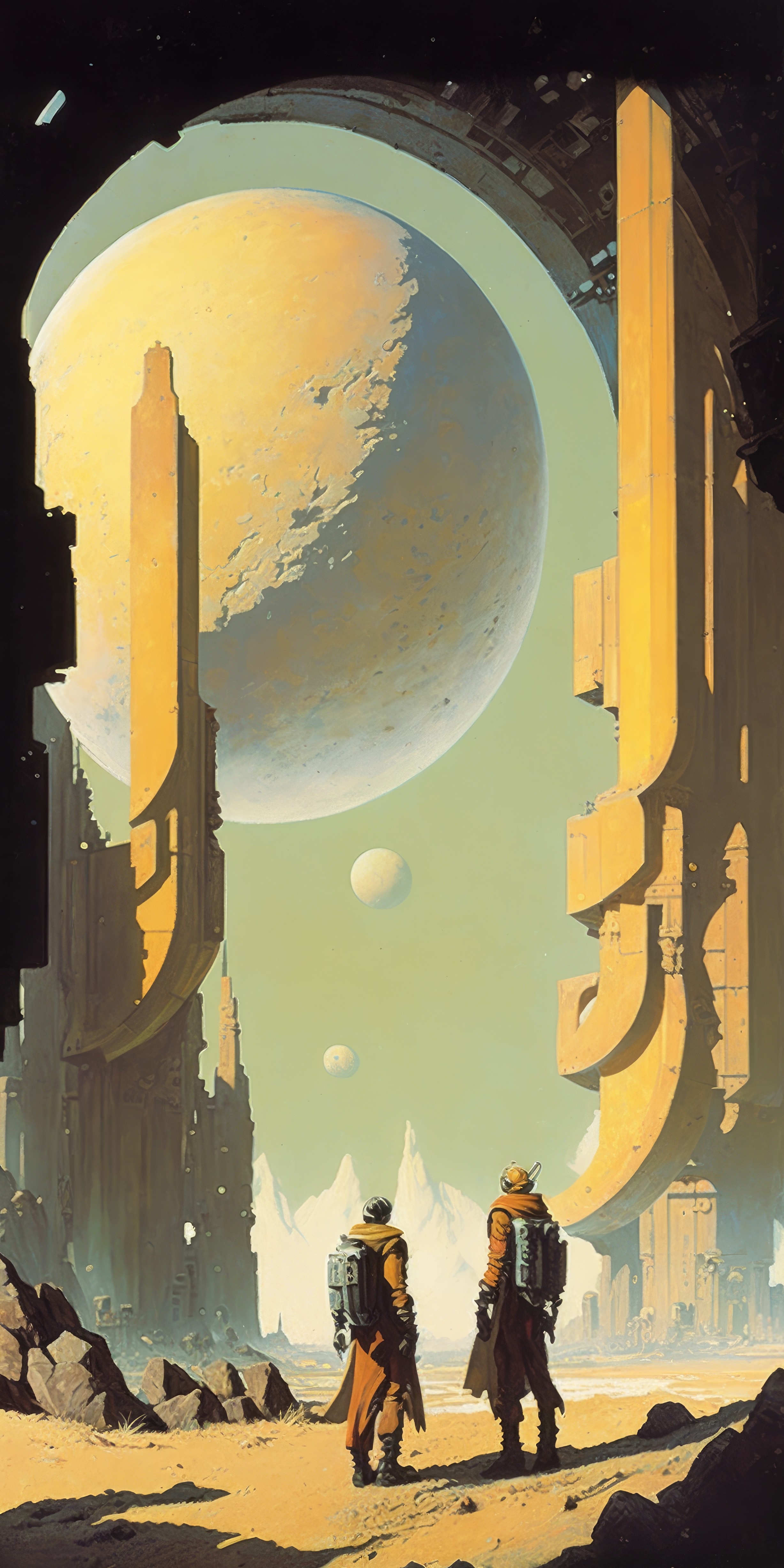Ai Art Vertical Portrait Display Illustration Science Fiction Moon Planet People 2454x4908