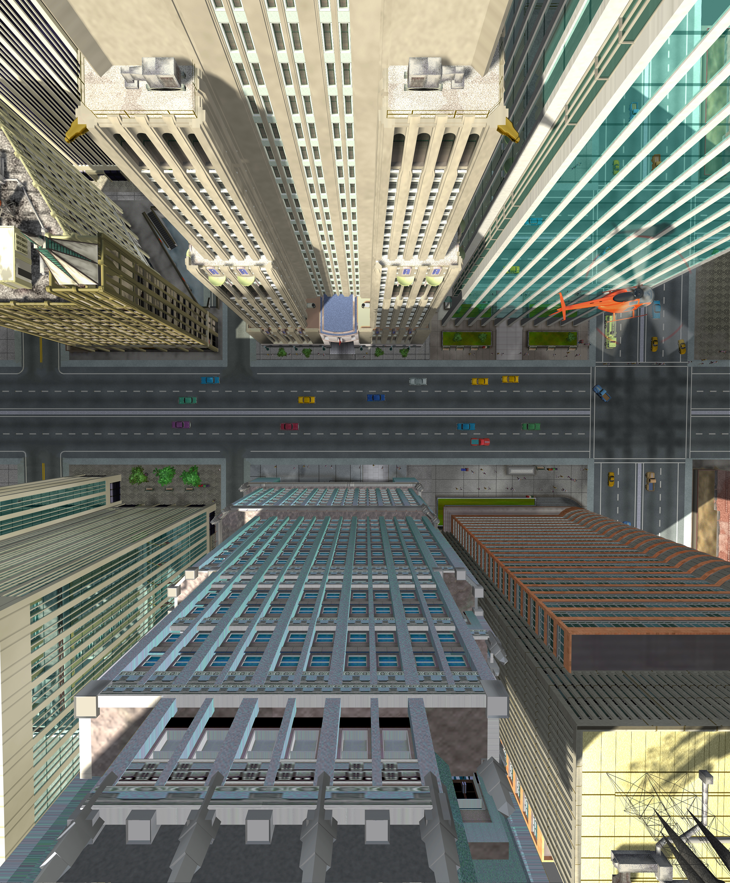 SimCity 3000 Video Game Art Electronic Arts Top View Street Skyscraper Building Video Games Portrait 2500x3025