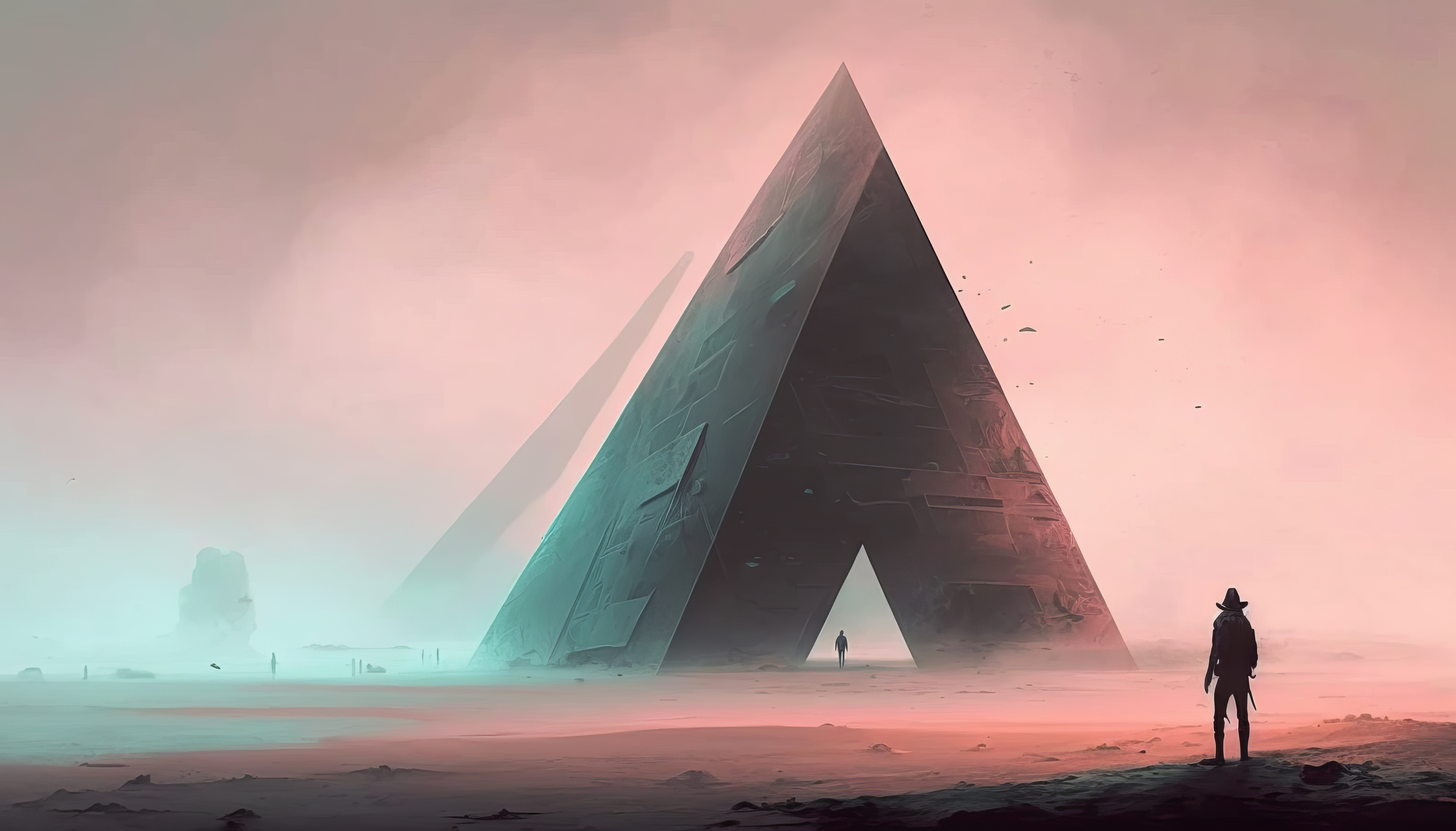 Ai Art Science Fiction Wasteland Pyramid Illustration 4579x2616
