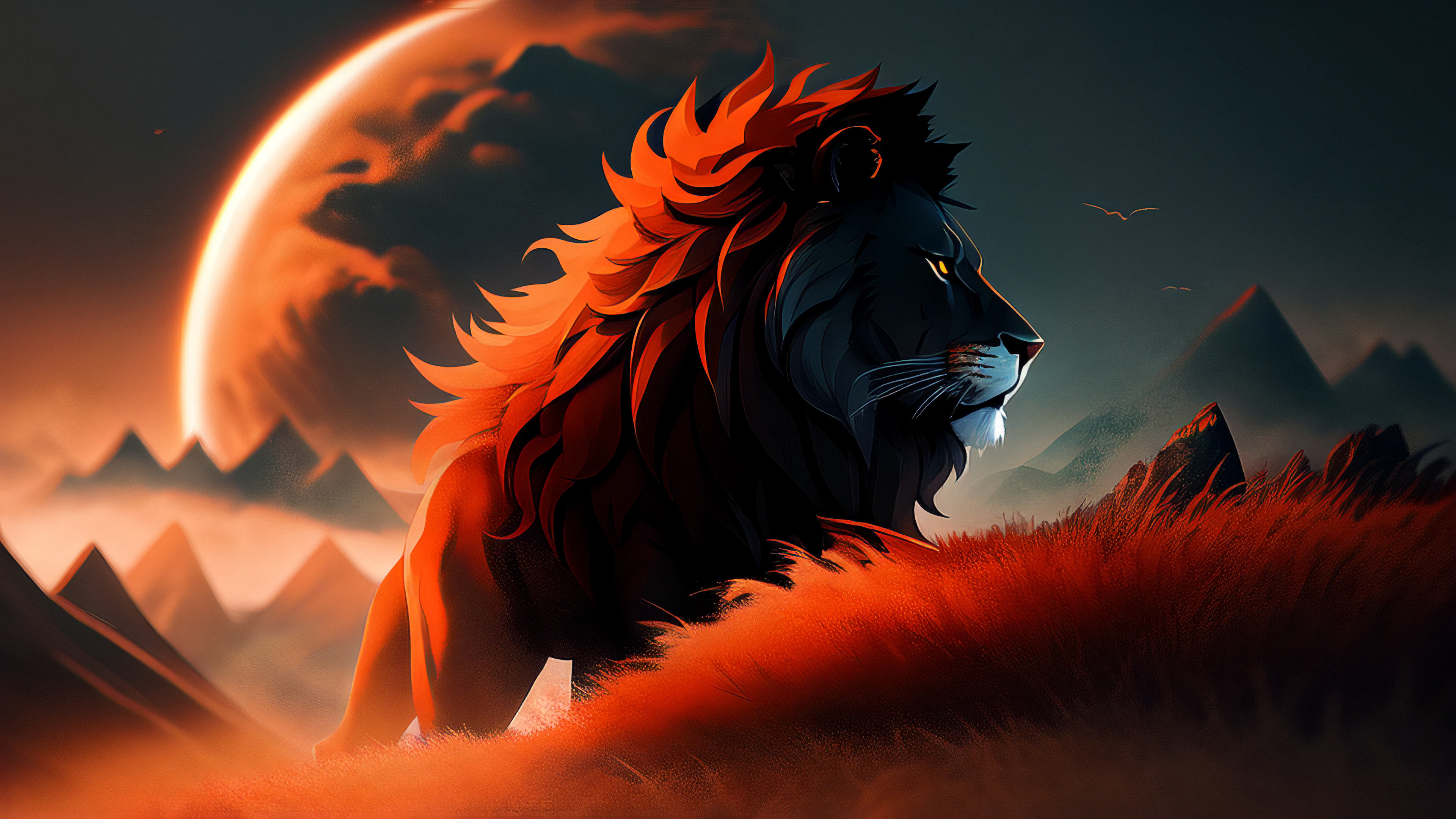 Stable Diffusion 4K Ai Art Lion Digital Art Illustration Animals 3840x2160